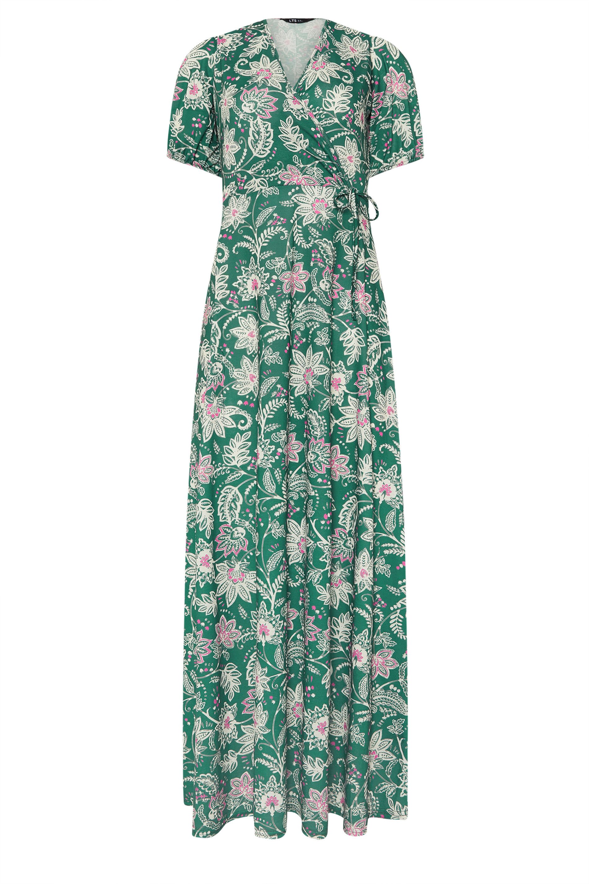 LTS Tall Green Floral Paisley Print Wrap Maxi Dress | Long Tall Sally 6