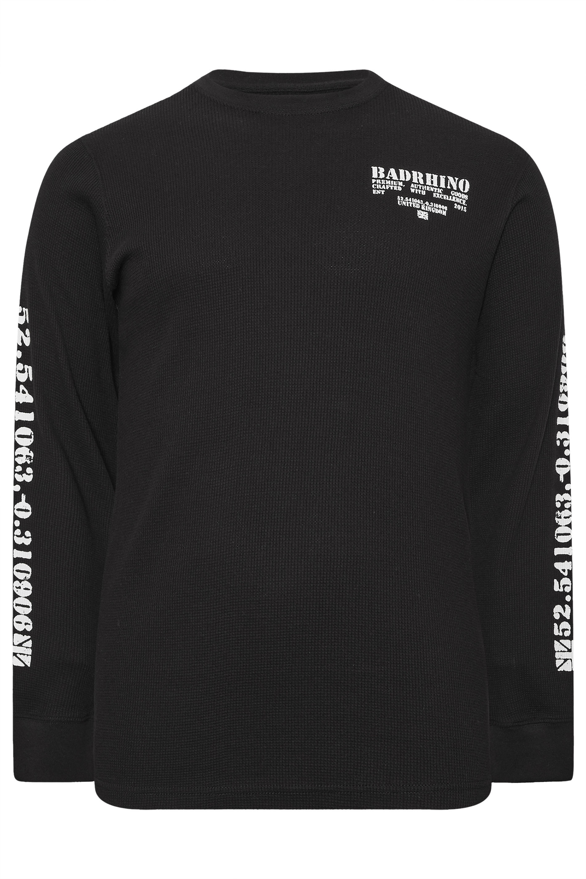 BadRhino Big & Tall Black Military Waffle Texture Long sleeve T-Shirt | BadRhino 7