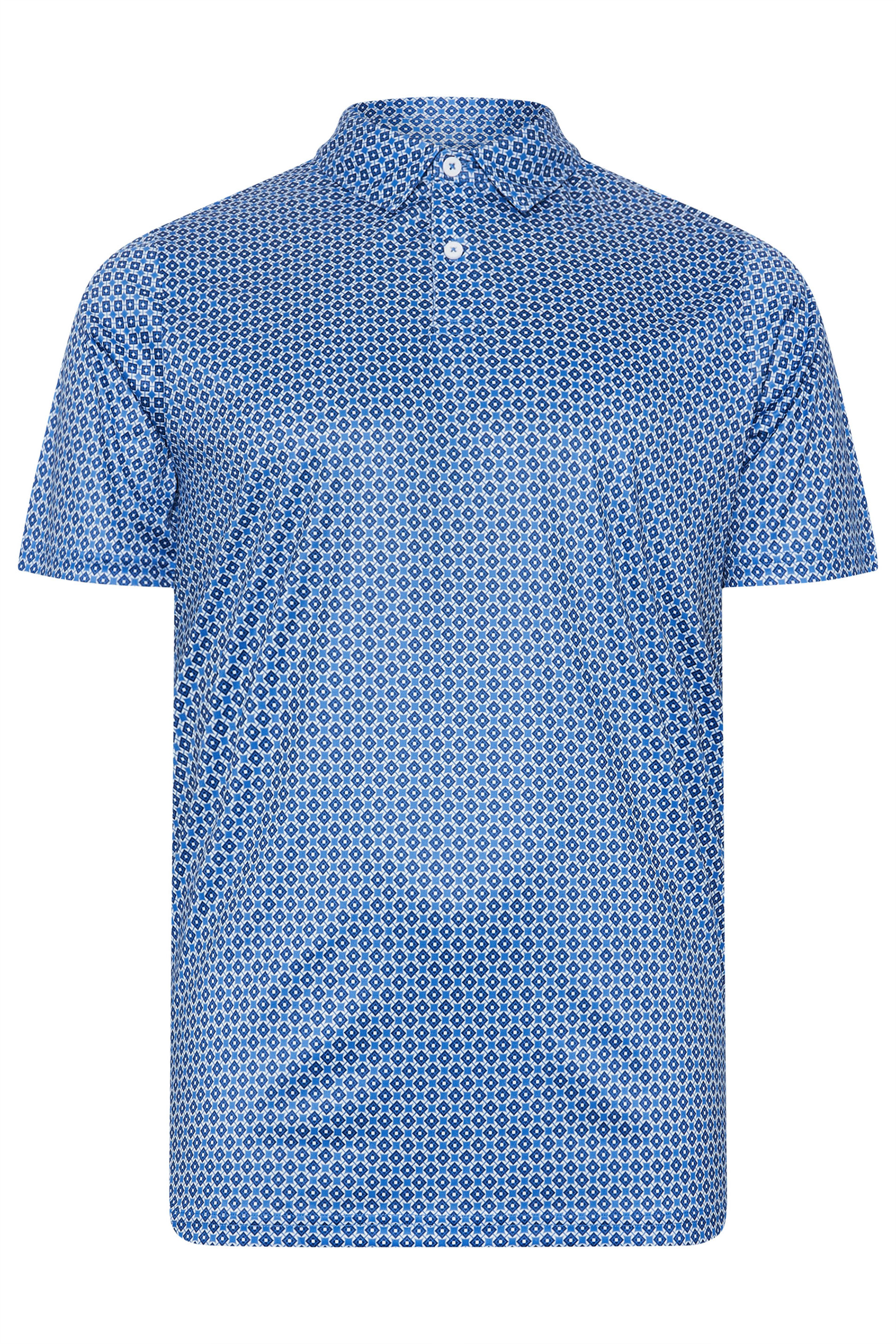 BadRhino Golf Big & Tall Blue Geometric Print Polo Shirt | BadRhino 3