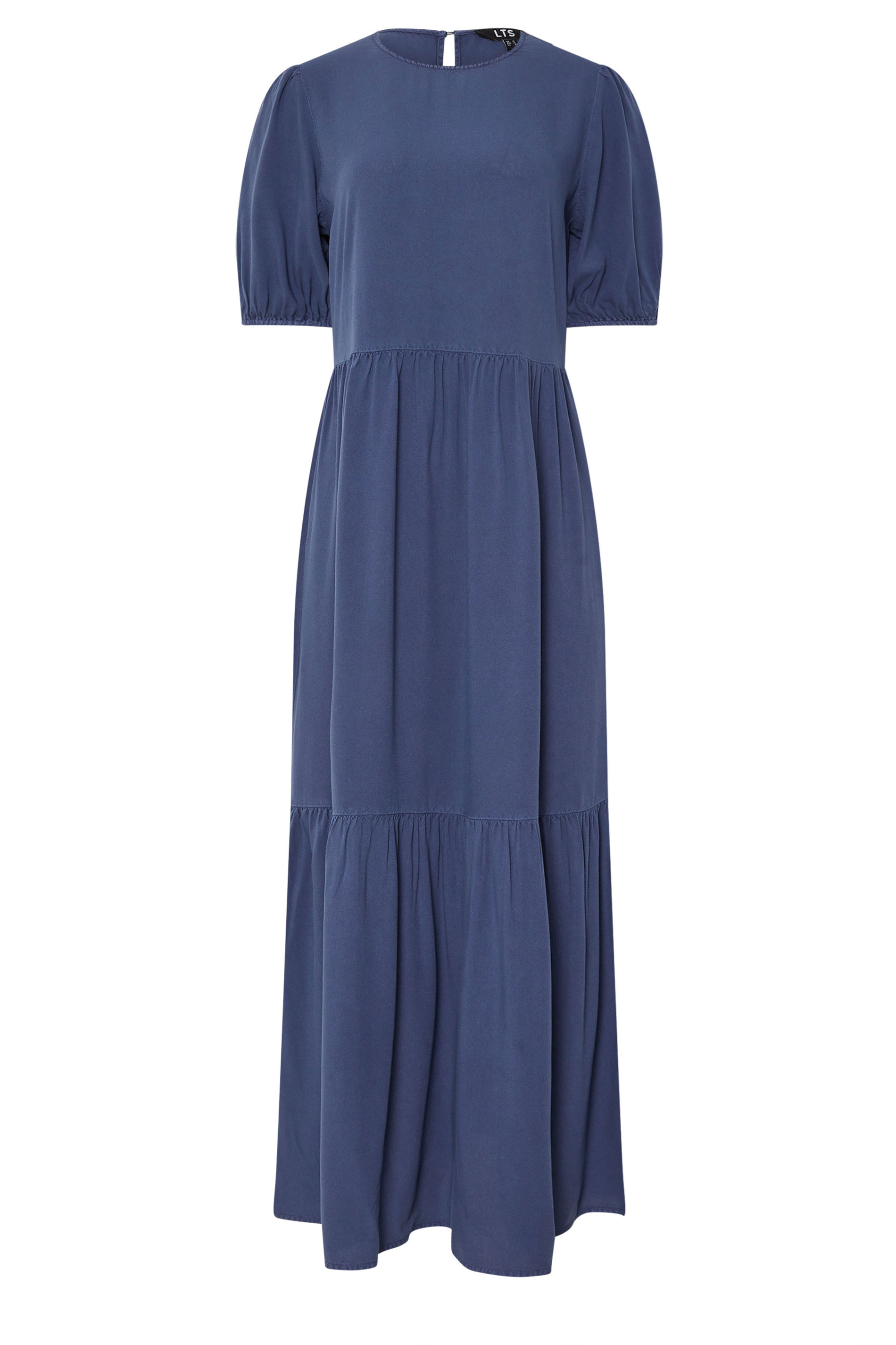 LTS Tall Denim Blue Puff Sleeve Tiered Midaxi Dress | Long Tall Sally 5