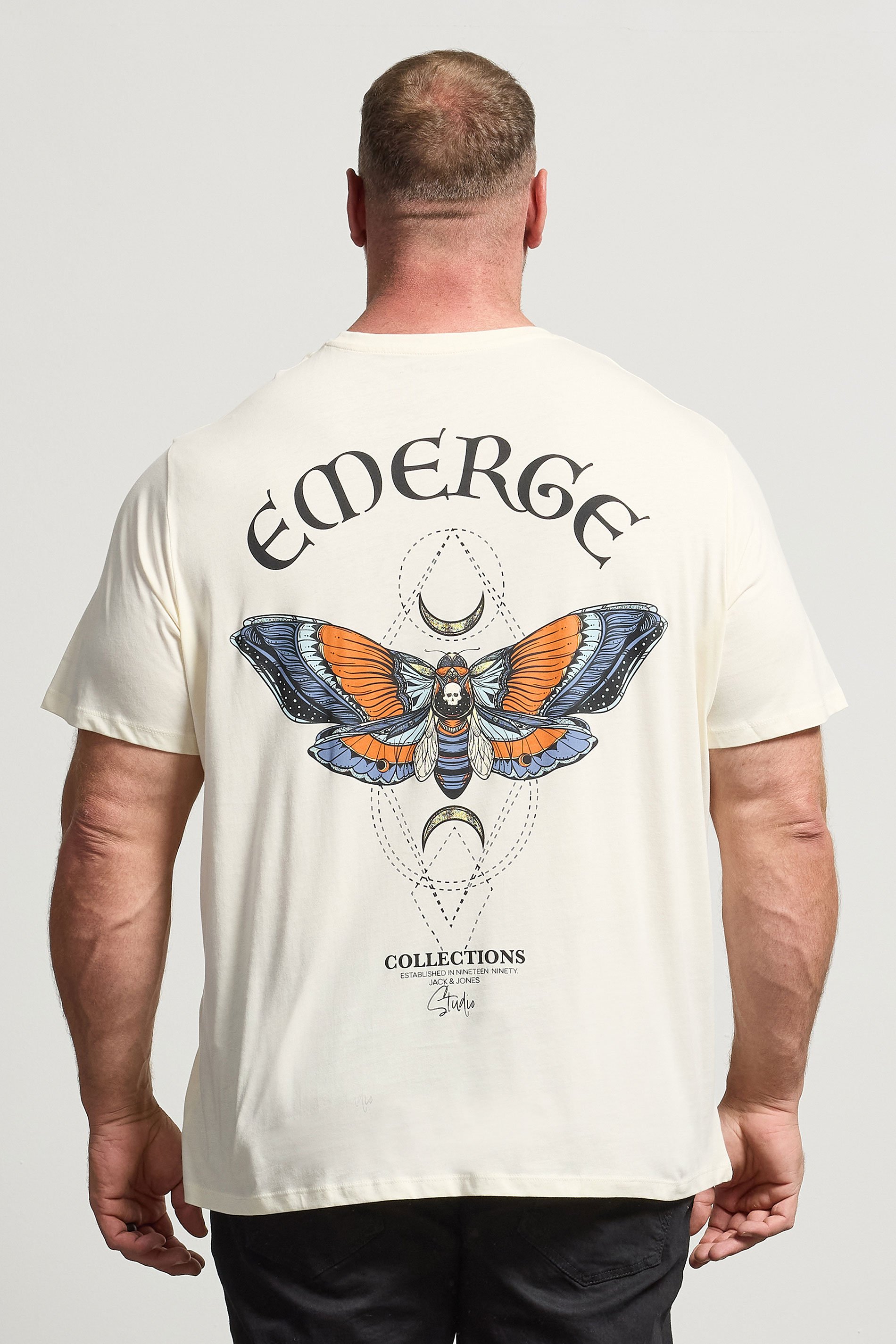 JACK & JONES Big & Tall Antique White Graphic T-Shirt | BadRhino 3