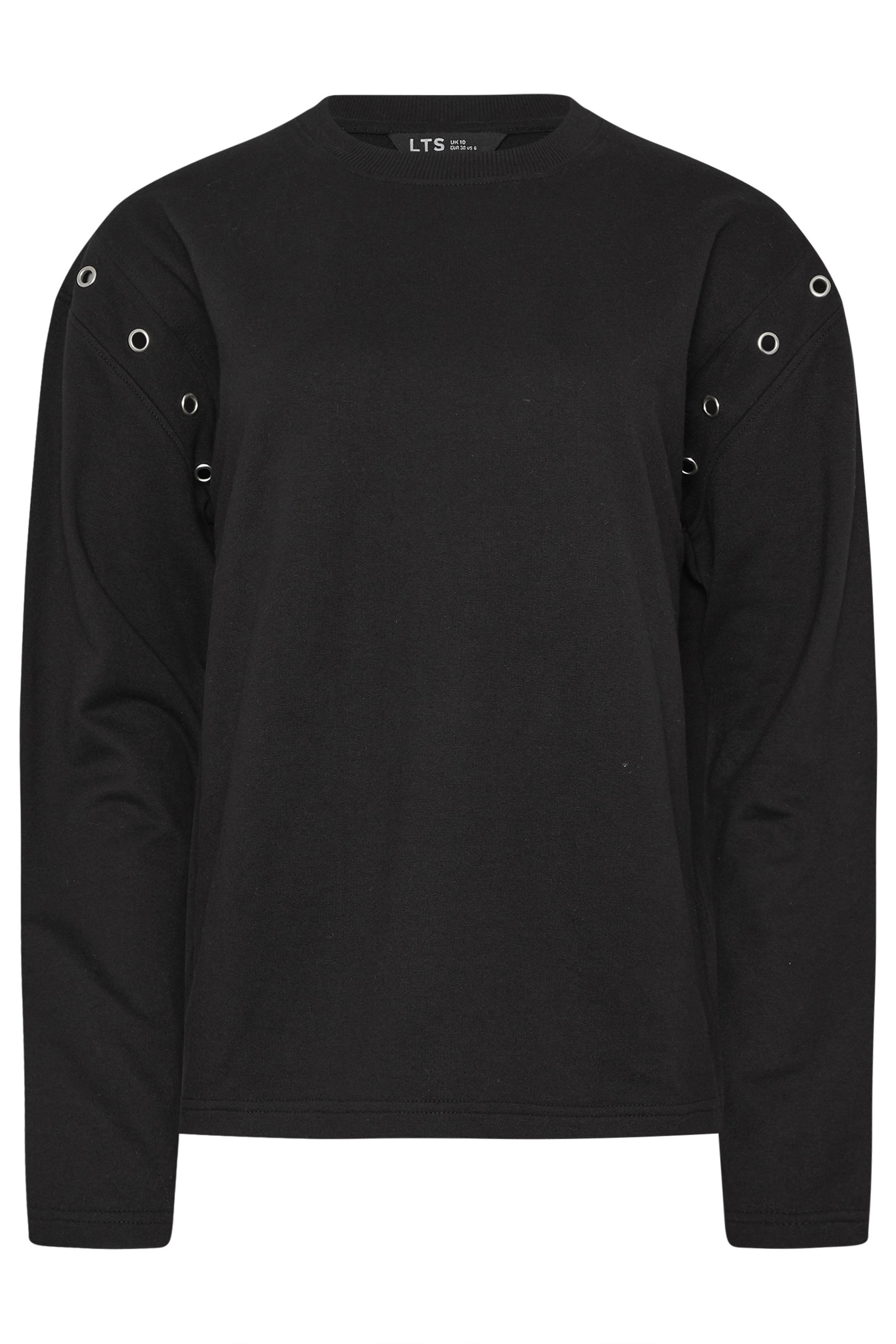 LTS Tall Women's Black Eyelet Detail Sweatshirt | Long Tall Sally 5
