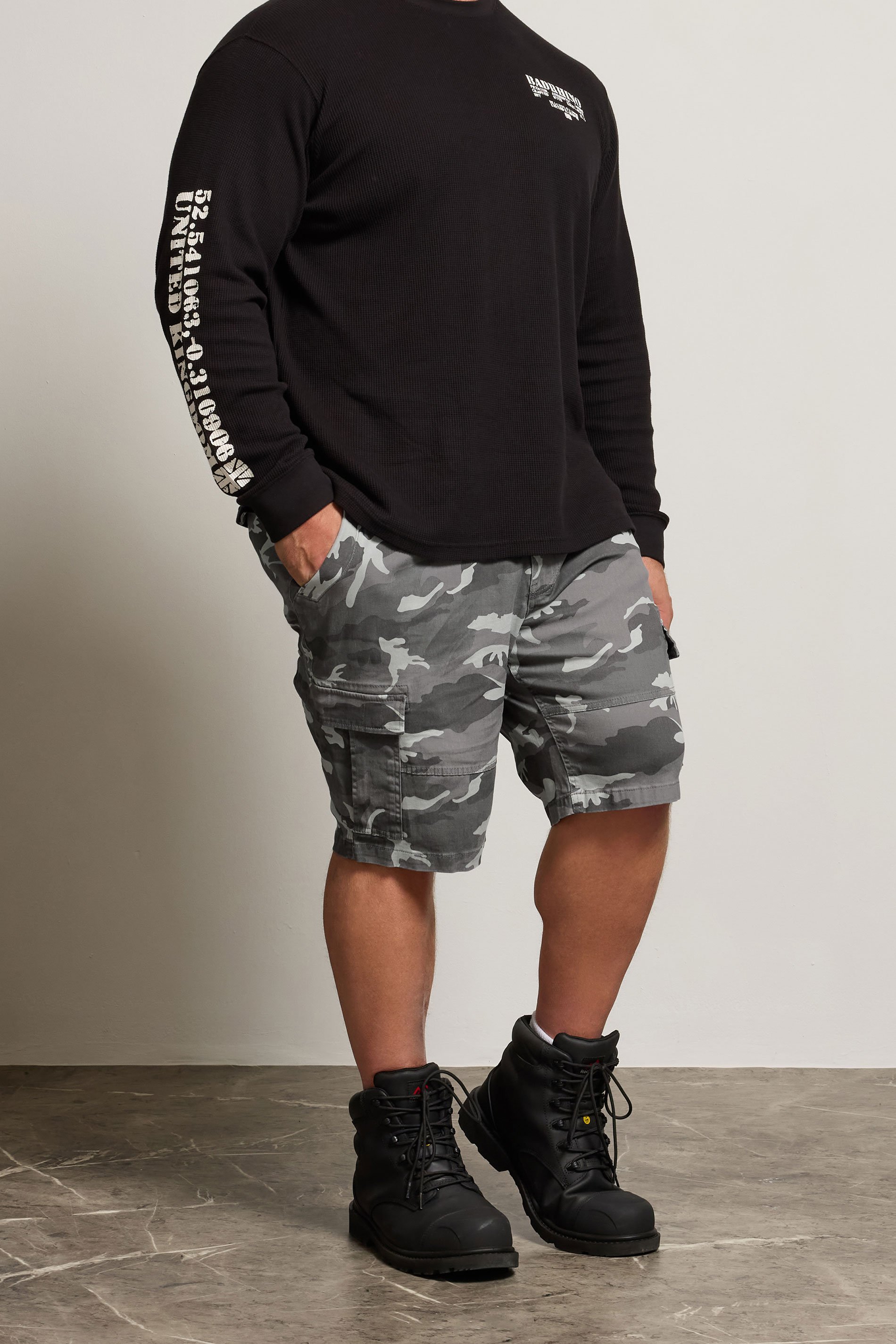 BadRhino Big & Tall Grey Camo Cargo Shorts | BadRhino 1