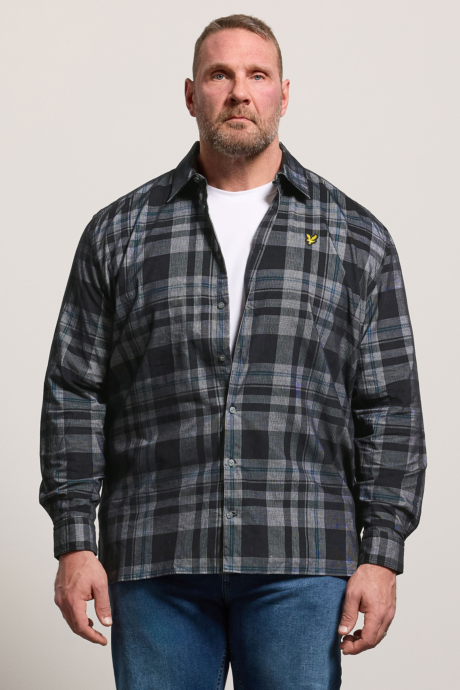 LYLE & SCOTT Big & Tall Black & White Check Shirt | BadRhino 3