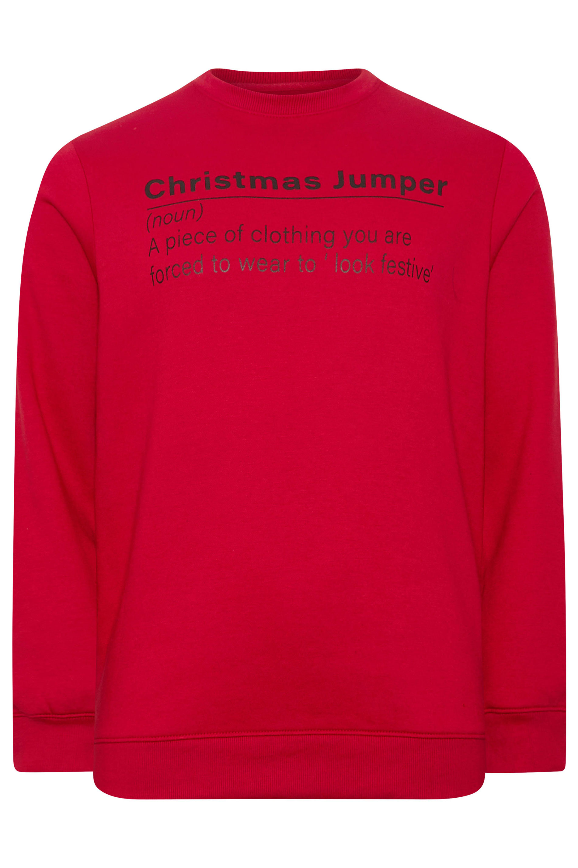 BadRhino Big & Tall Red 'Christmas Jumper' Printed Sweatshirt | BadRhino 4