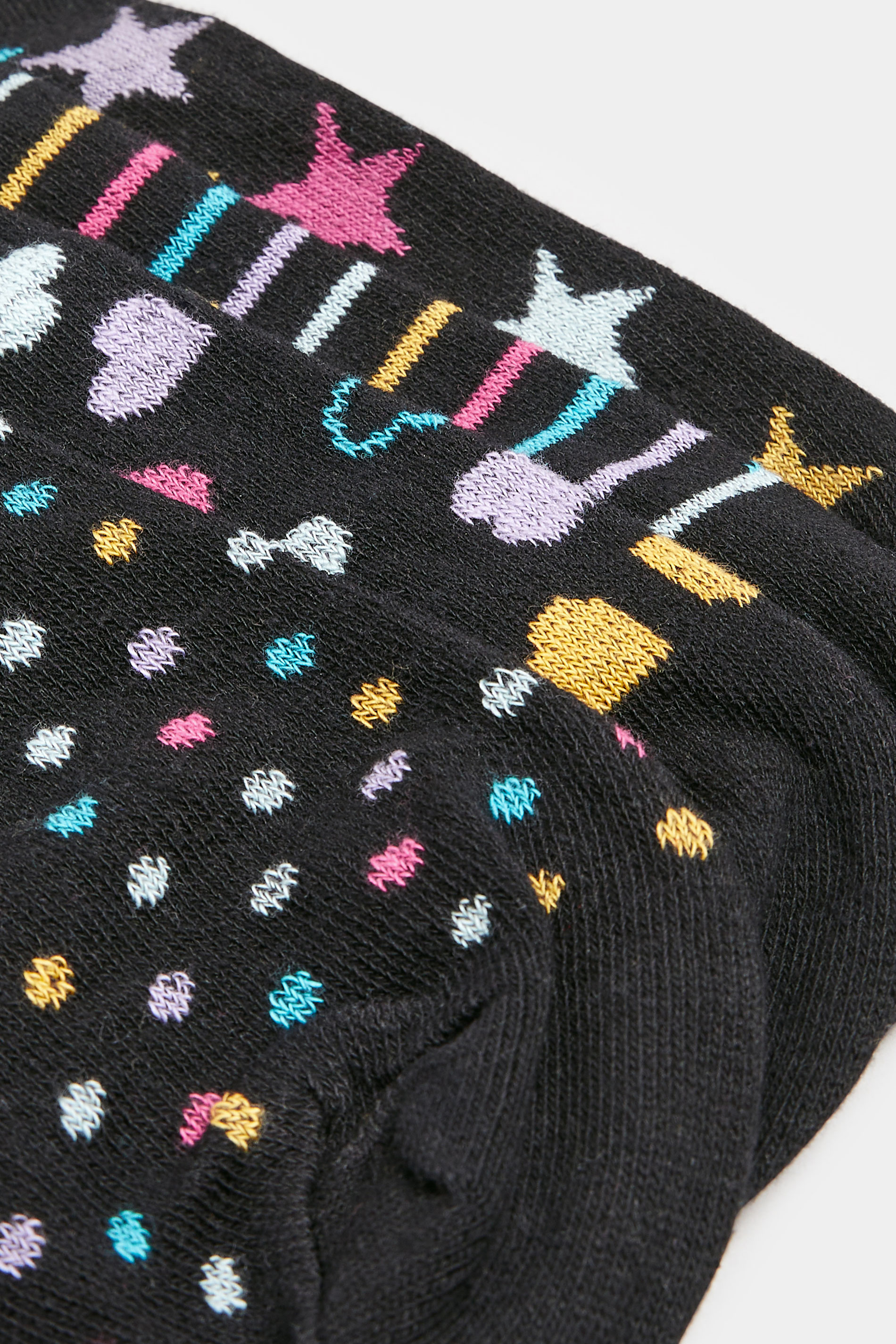 YOURS 4 PACK Curve Black Mixed Pattern Trainer Liner Socks | Yours Clothing 4