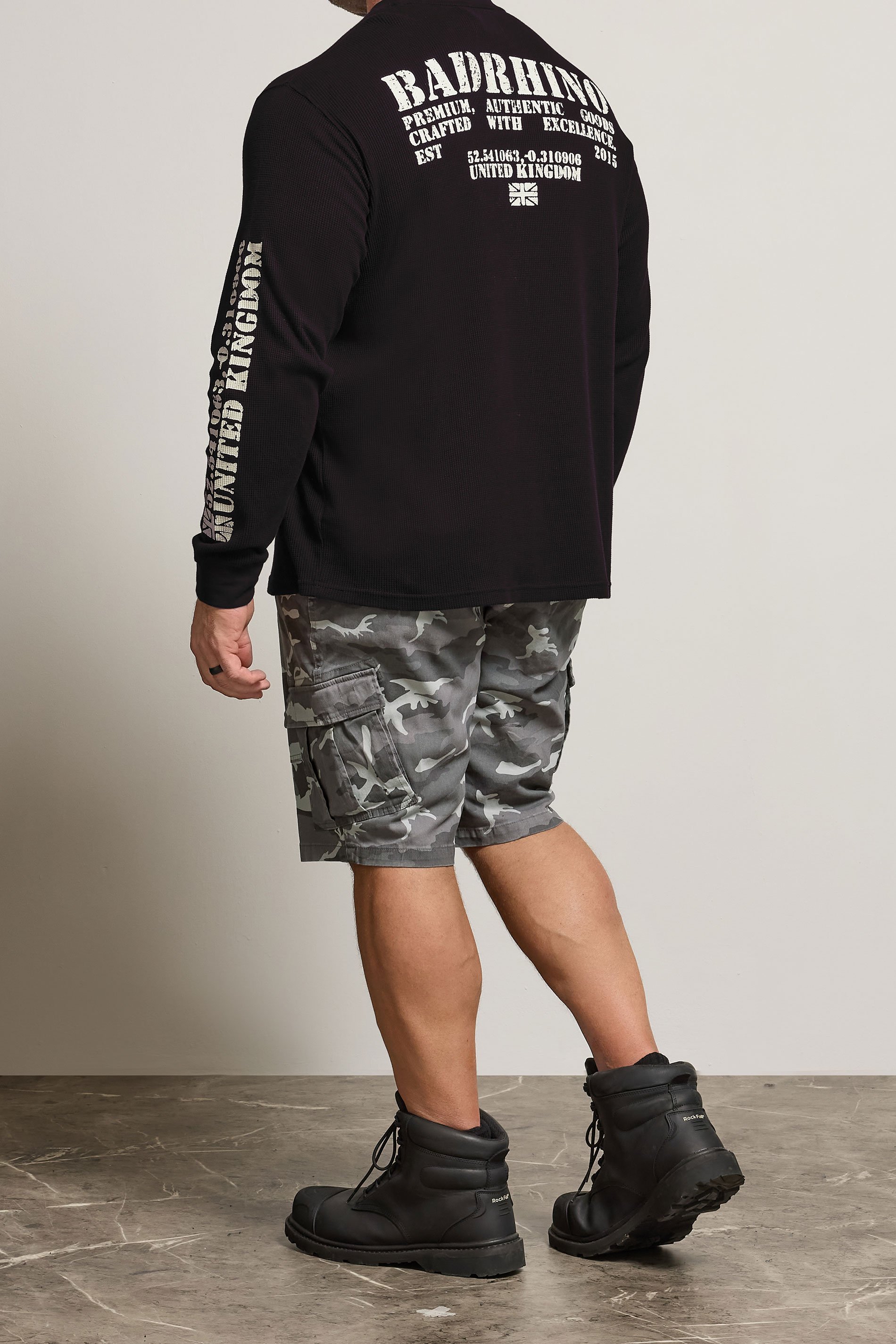 BadRhino Big & Tall Grey Camo Cargo Shorts | BadRhino 3