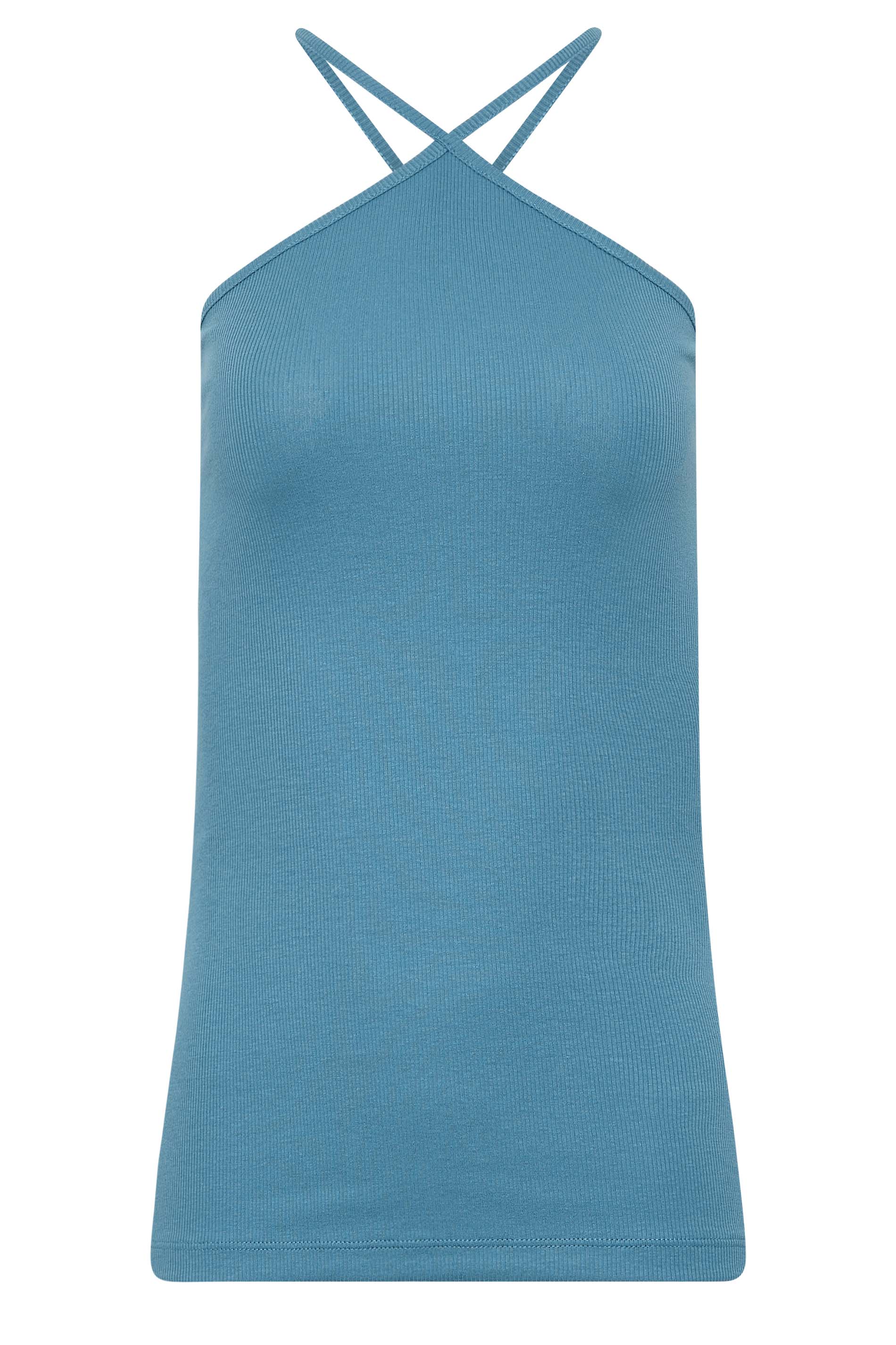 LTS Tall Women's Denim Blue Halter Neck Vest Top | Long Tall Sally 6