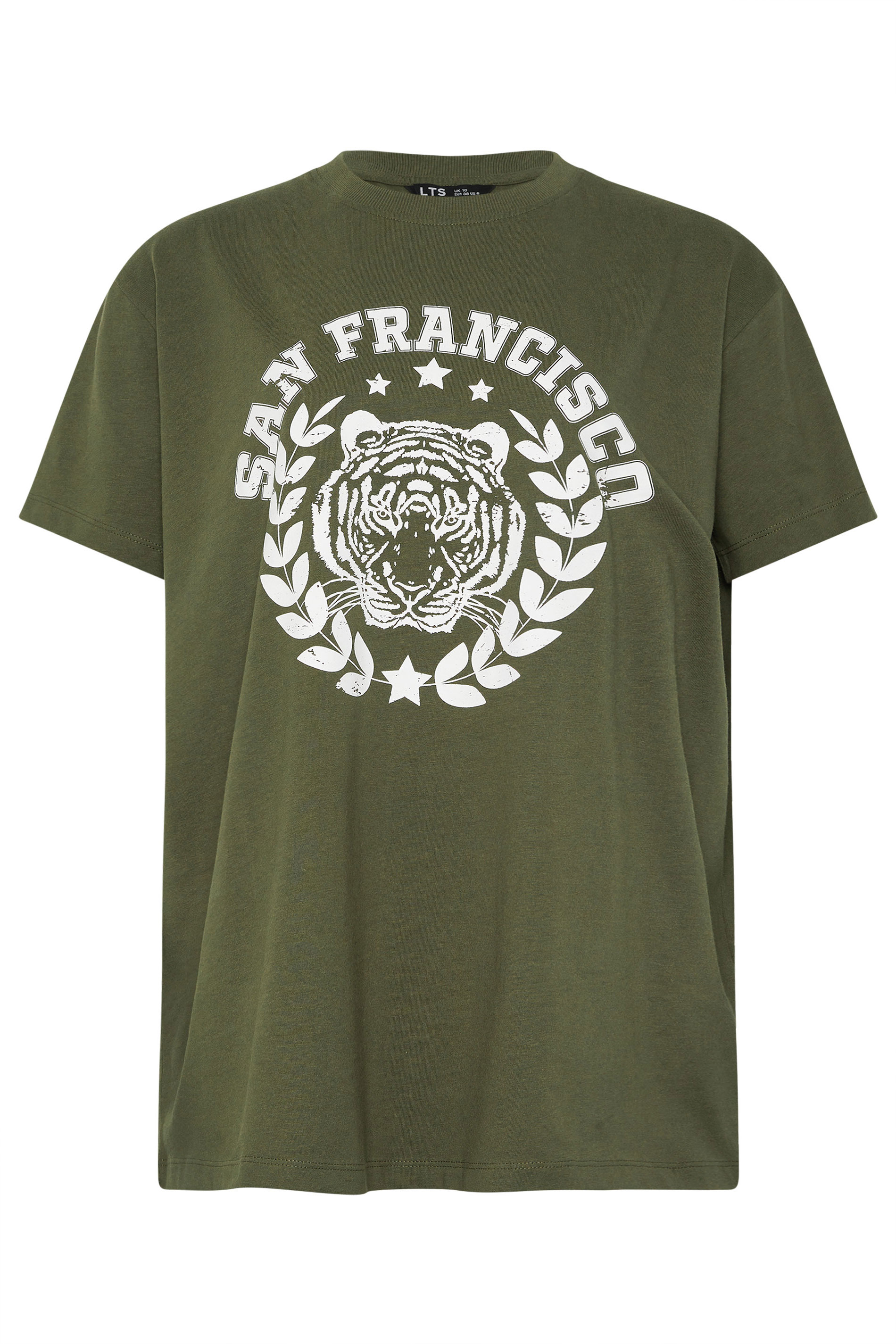 LTS Tall Khaki Green Cotton 'San Francisco' Slogan T-Shirt | Long Tall Sally 5