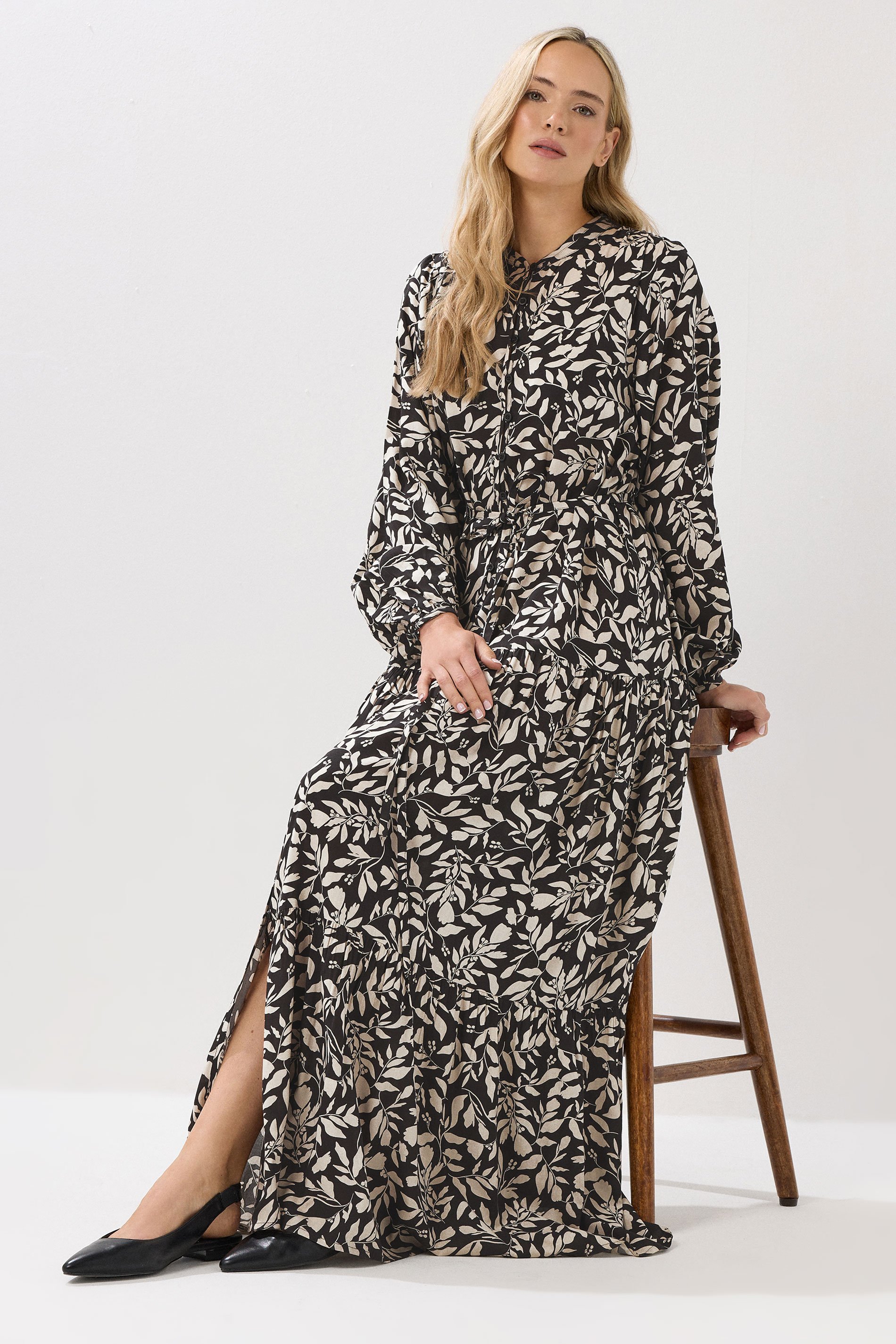 LTS Tall Brown Floral Print Tea Dress | Long Tall Sally 3