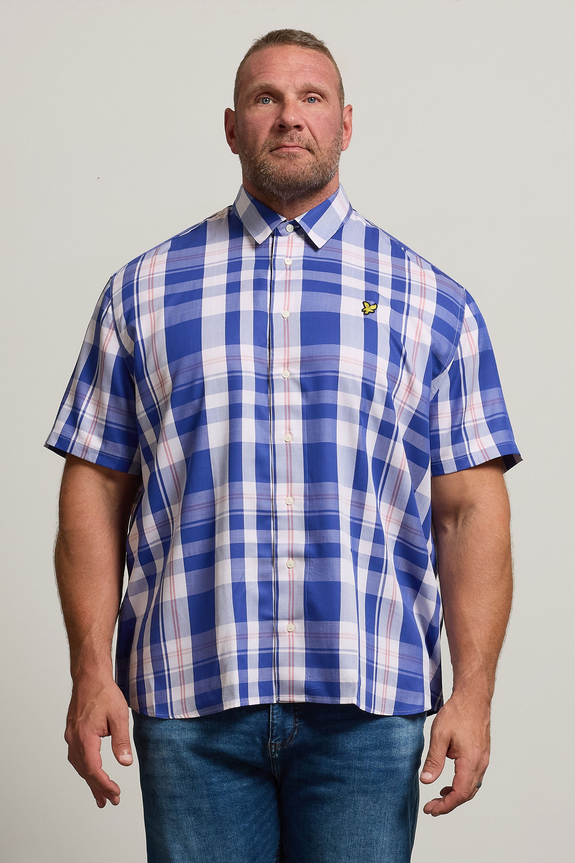 LYLE & SCOTT Big & Tall Blue Tartan Shirt | BadRhino 1