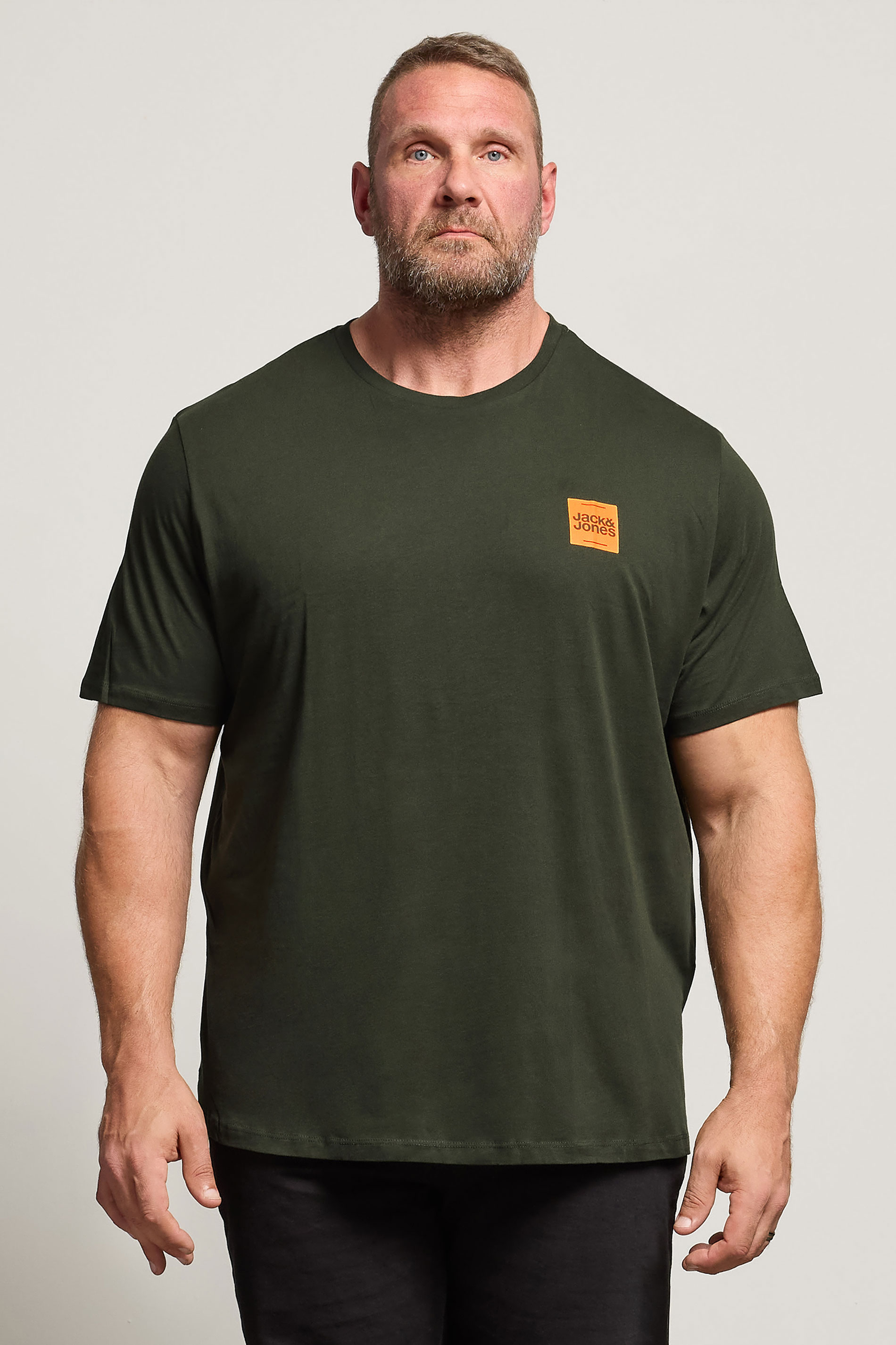 JACK & JONES Big & Tall 3 Pack Green, Navy Blue & Black Logo T-Shirts | BadRhino 2