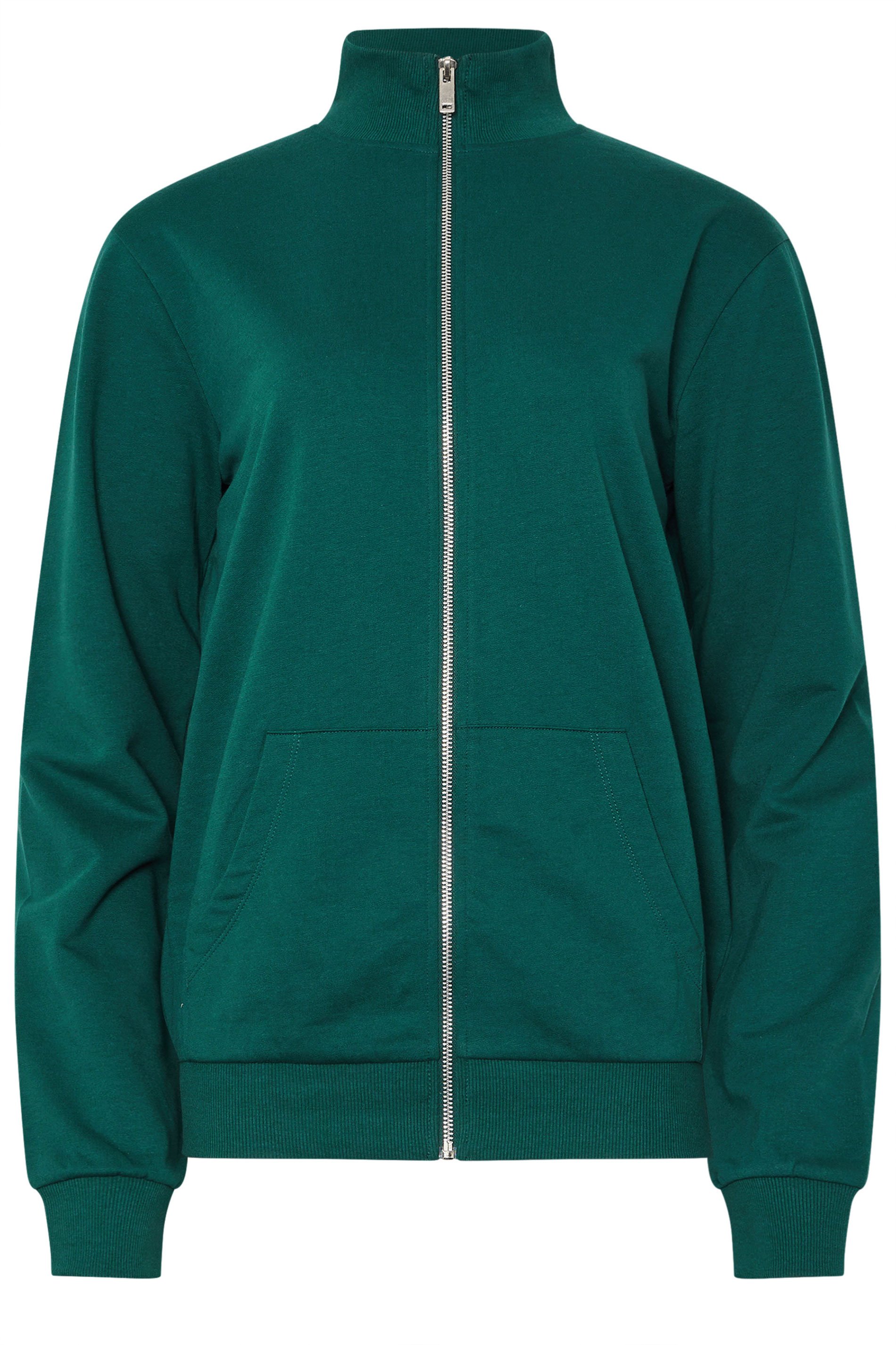 LTS Tall Green Jersey Funnel Zip Sweatshirt | Long Tall Sally 5