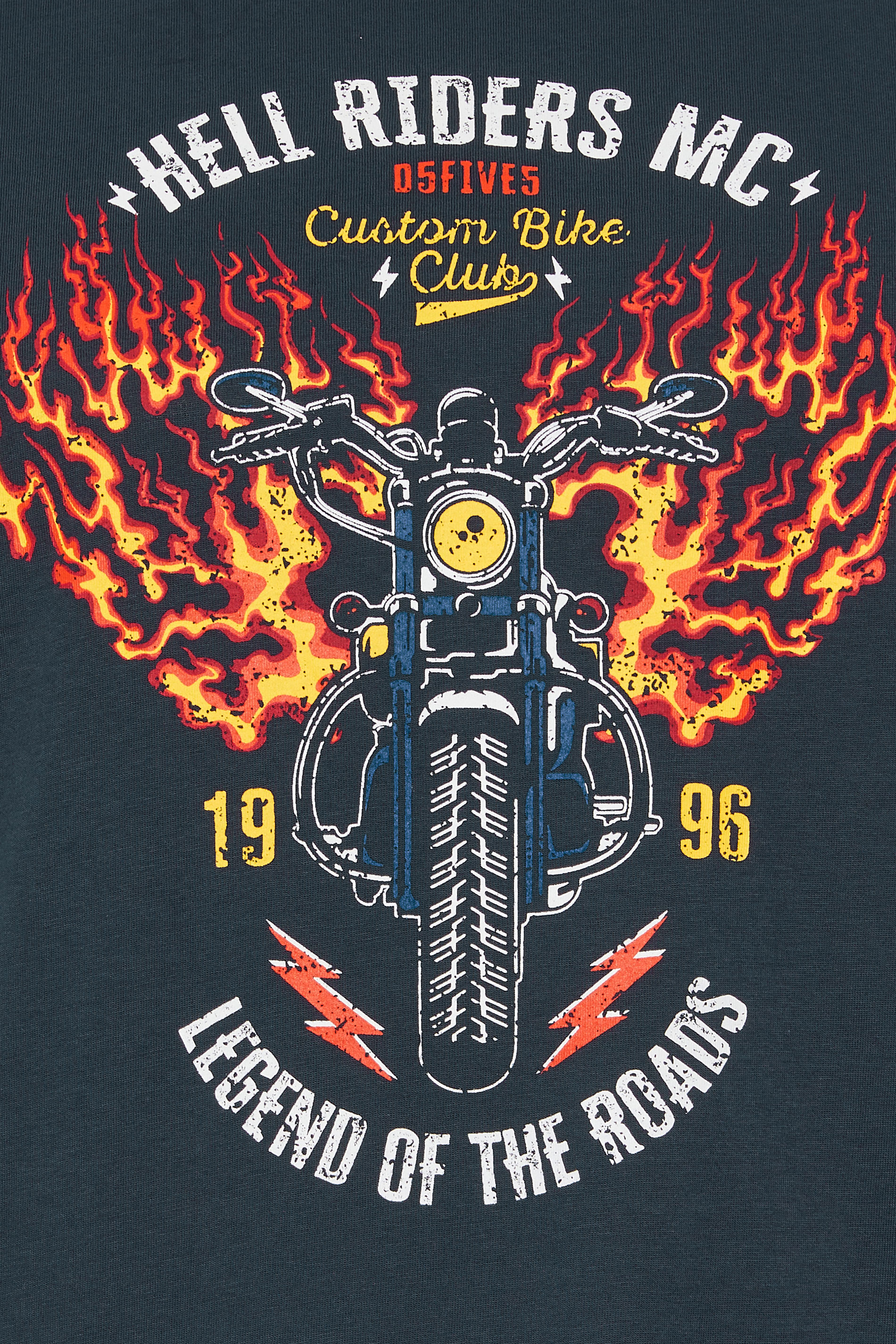 D555 Big & Tall Navy Blue Motorbike Graphic T-Shirt | BadRhino 5