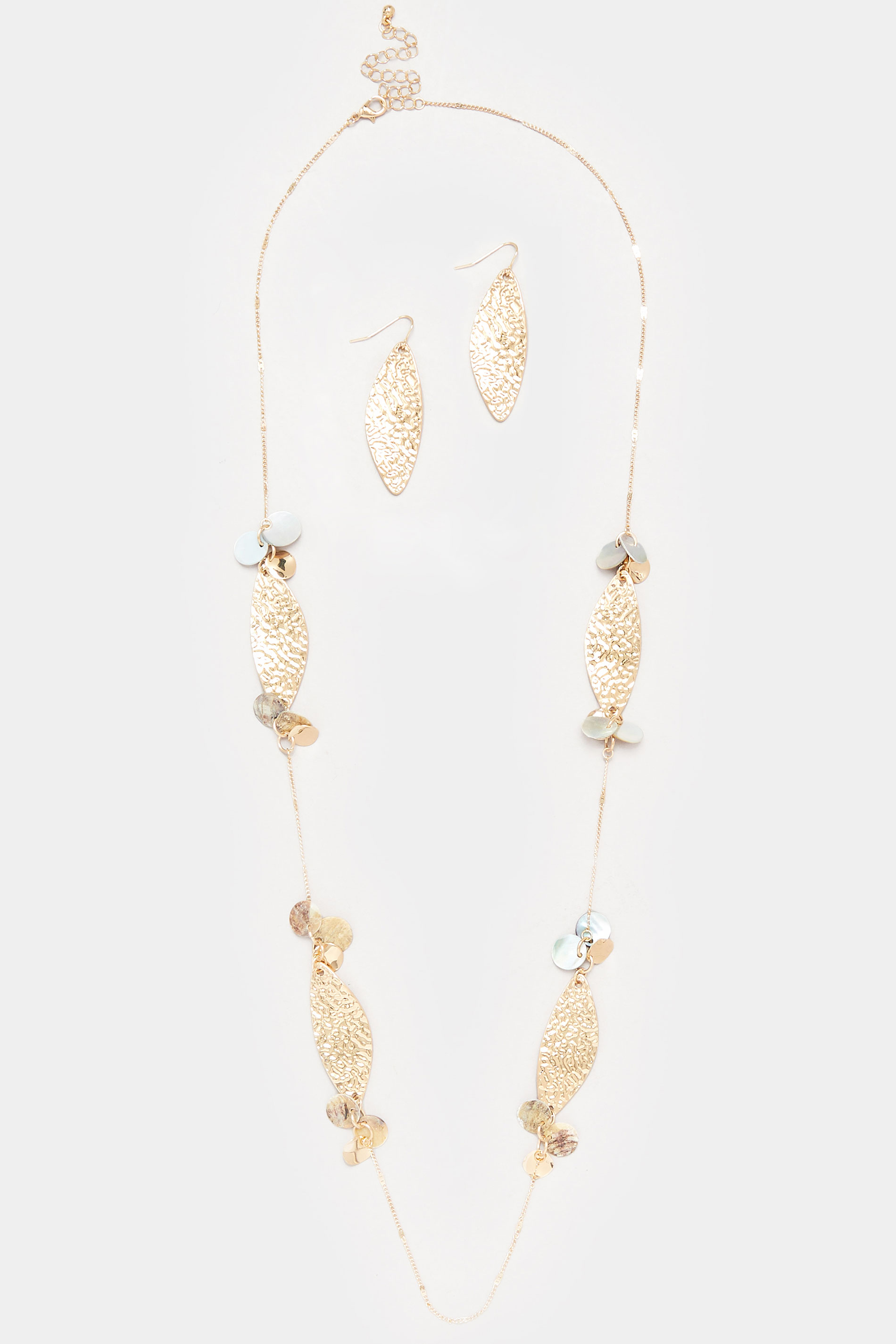 Gold Tone Leaf Necklace & Earrings Set | Yours Clothing 2