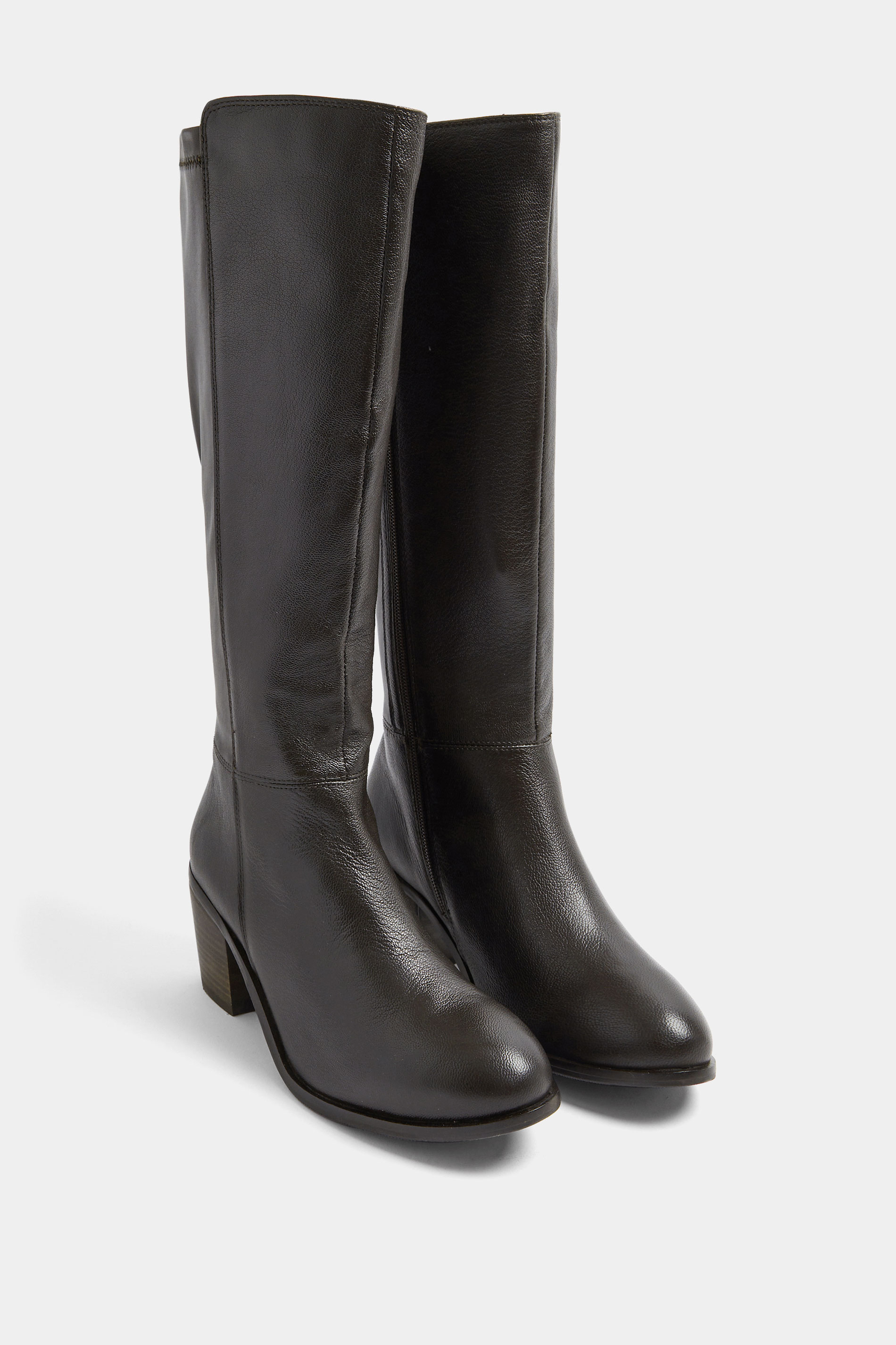 Dark Brown Real Leather Knee High Boots In Wide E Fit | Yours Clothing 3