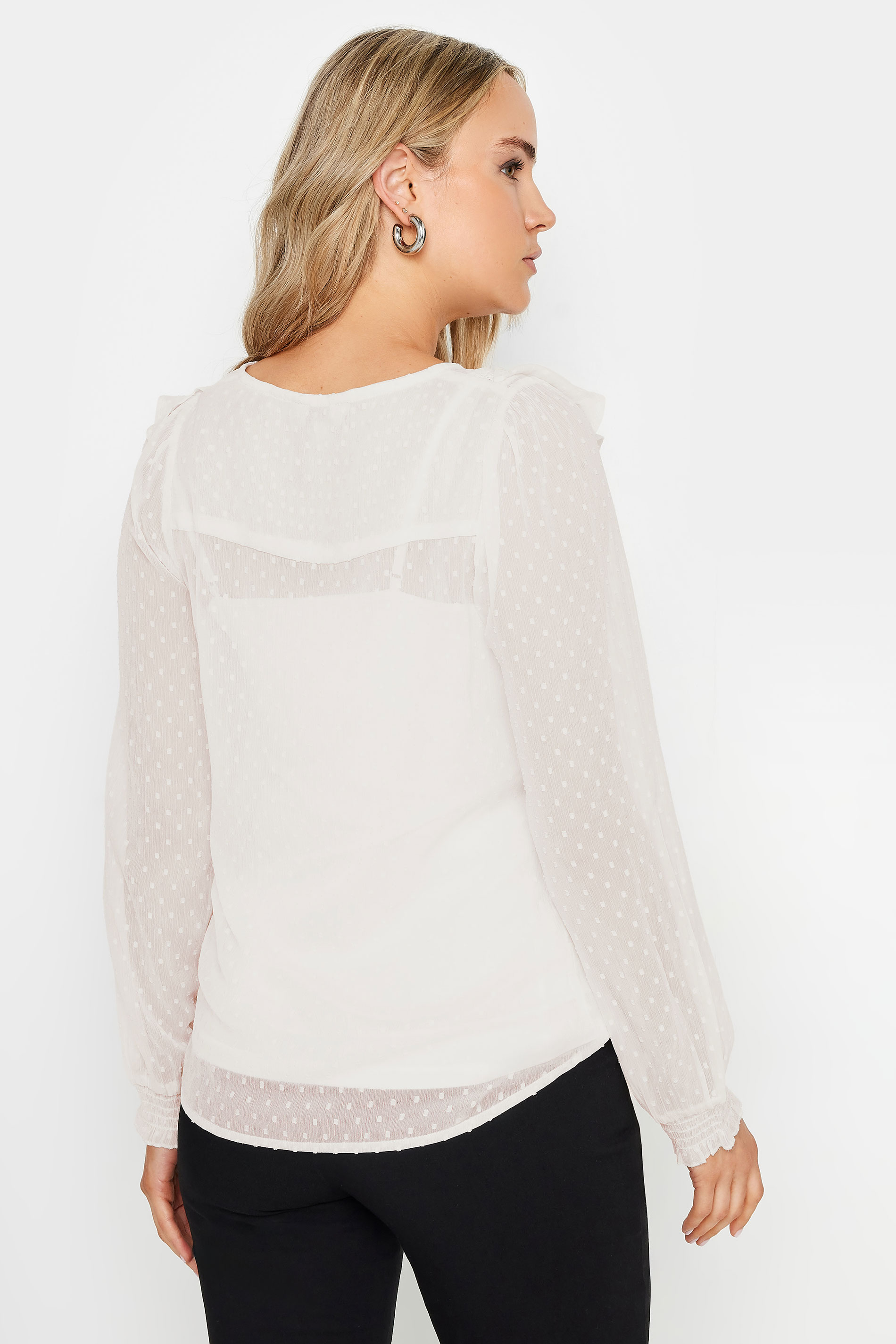 LTS Tall Women's White Dobby Frill Blouse | Long Tall Sally  3