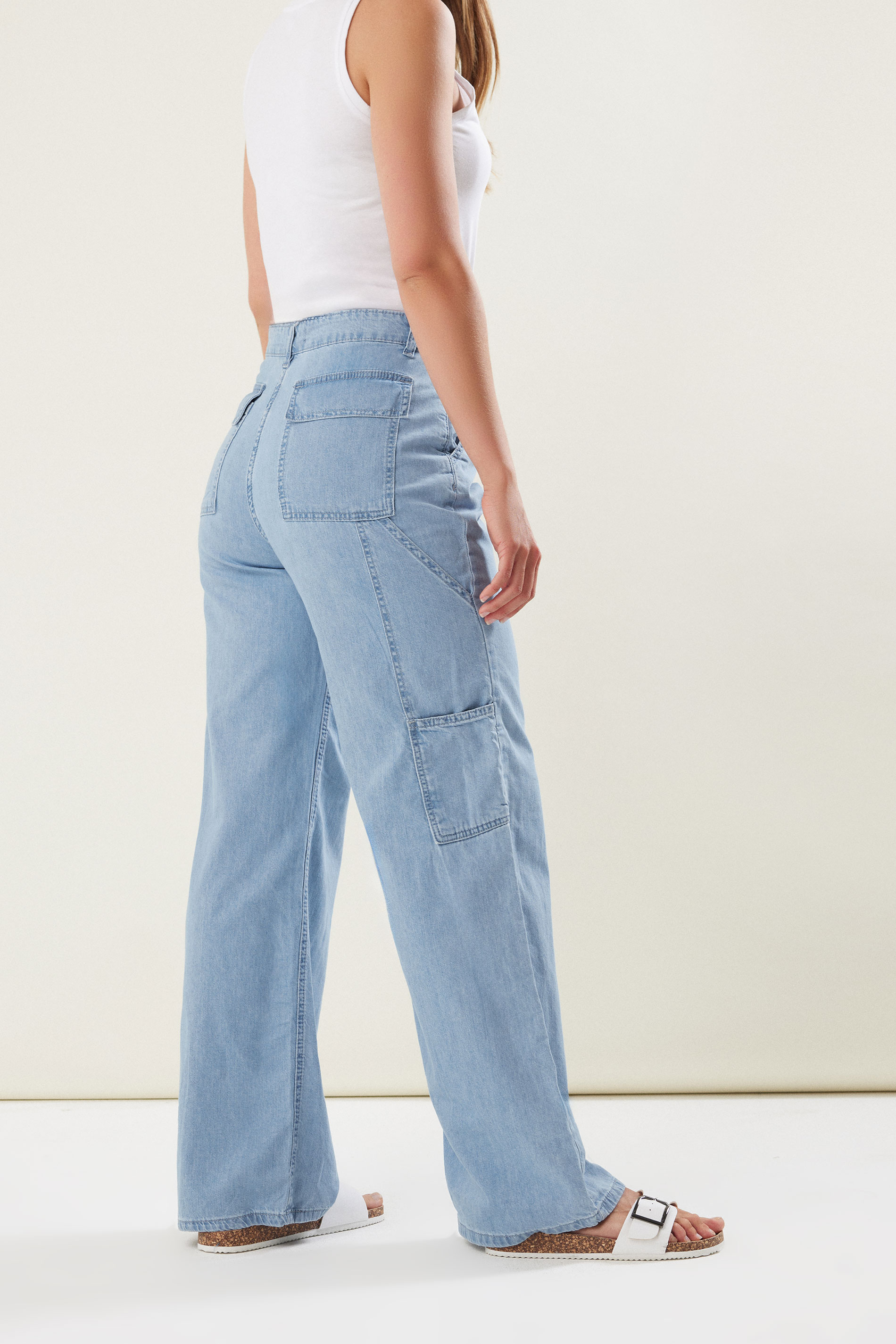 LTS Tall Women's Blue Carpenter Style Wide Leg Jeans | Long Tall Sally 3