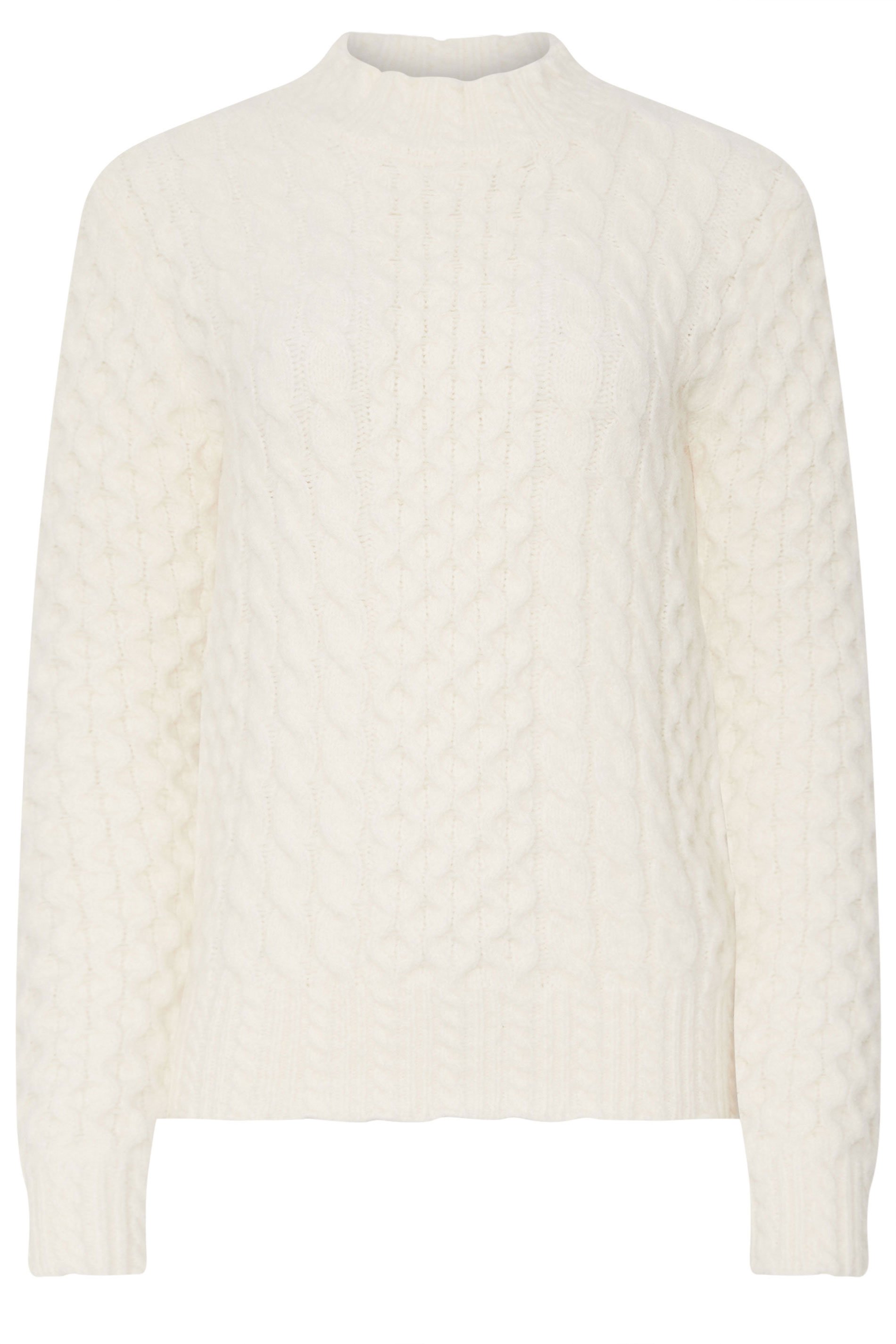 LTS Tall Ivory White Cable Knit Frill Jumper | Long Tall Sally 5