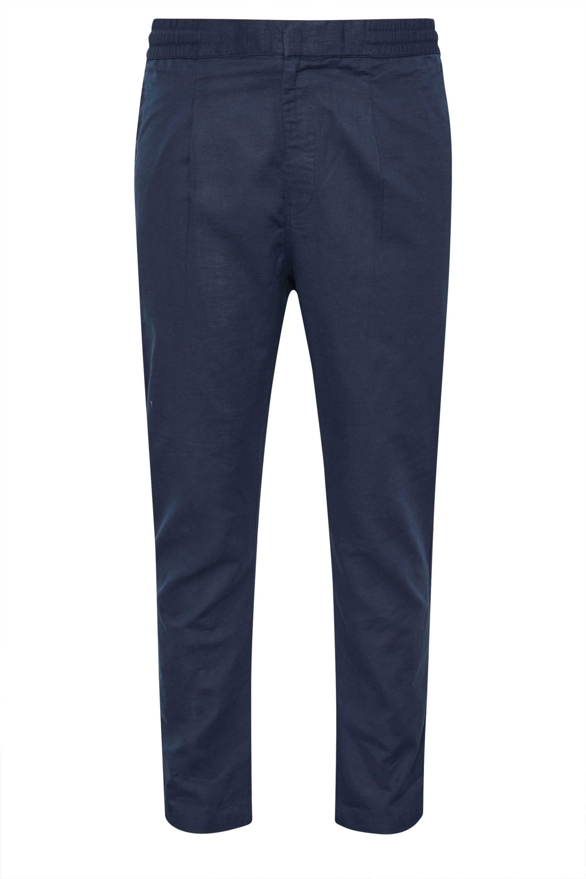 BadRhino Big & Tall Navy Blue Linen Formal Trousers | BadRhino 7