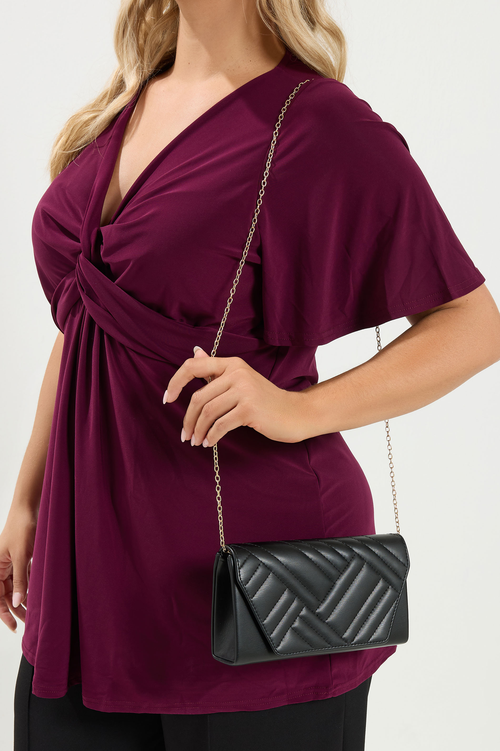 Black Chevron Clutch Bag | Yours Clothing 1