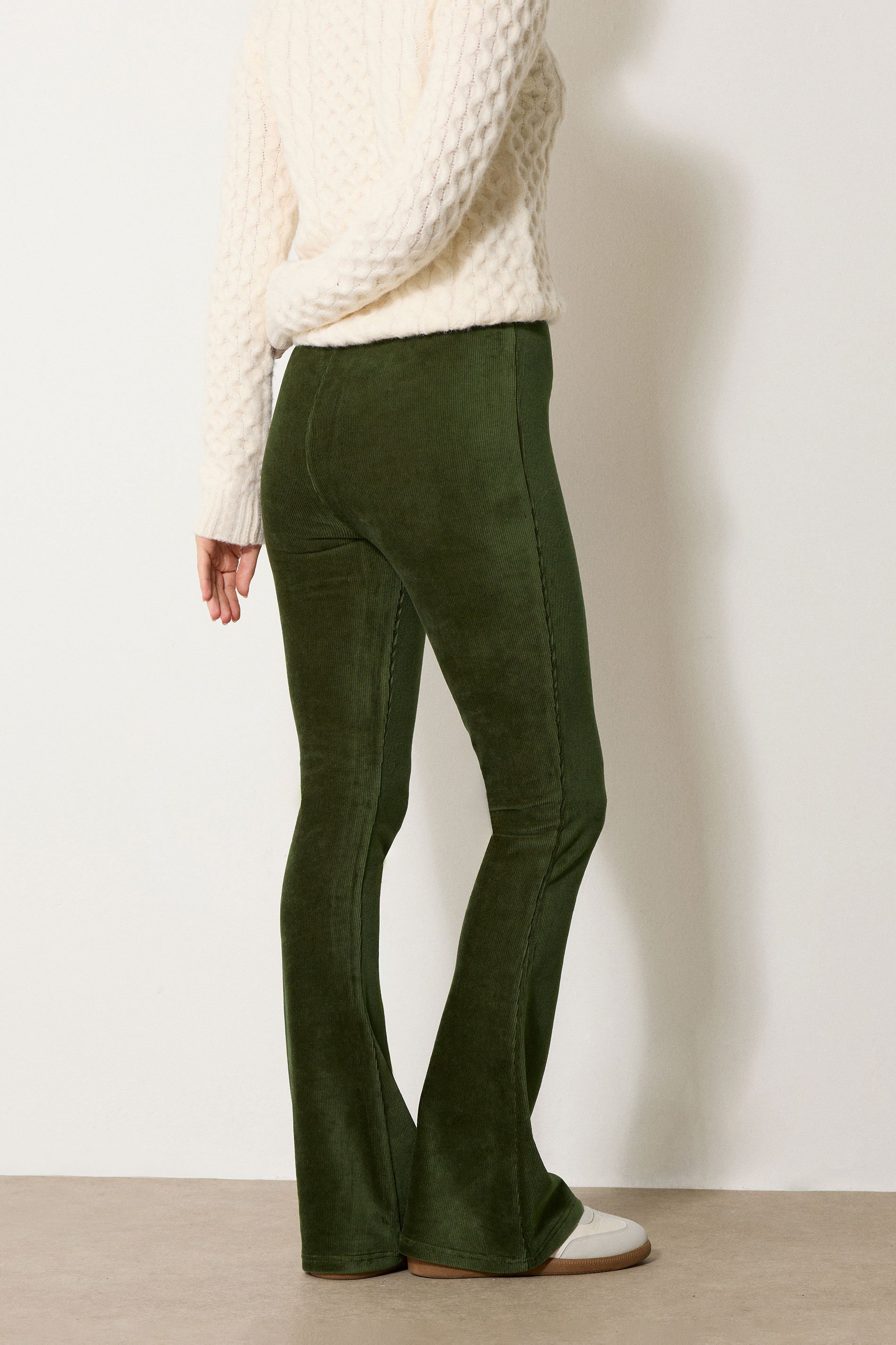 LTS Tall Khaki Green Cord Kick Flare Leggings | Long Tall Sally 3