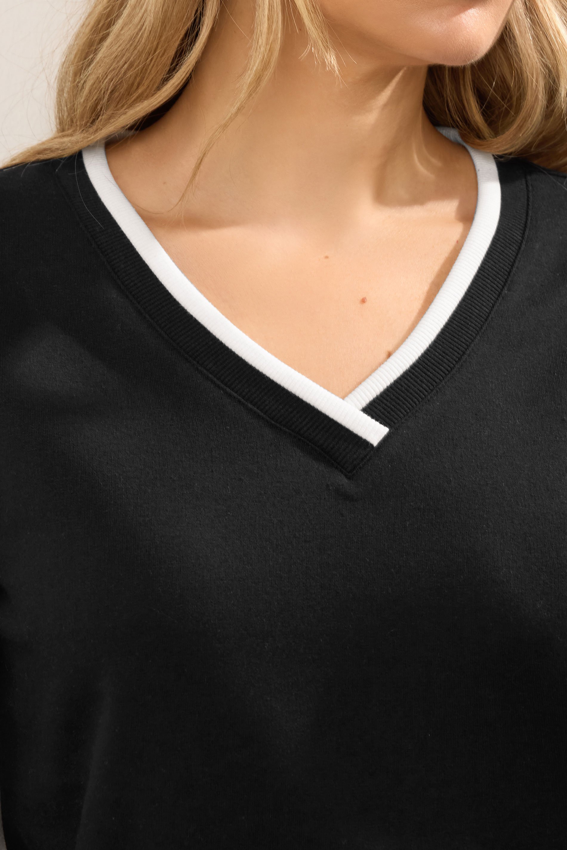 LTS Tall Black Contrast Ribbed Trim Sweatshirt | Long Tall Sally 5