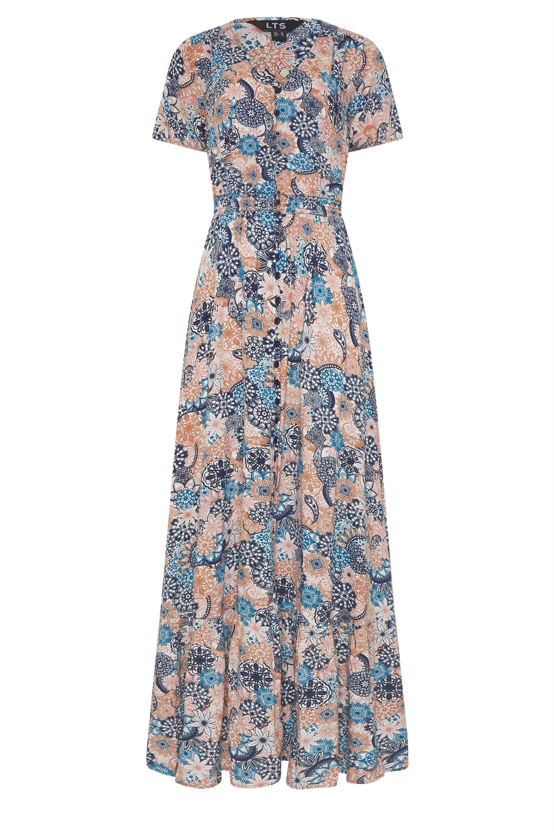 LTS Tall Women's Navy Blue Floral Button Maxi Dress | Long Tall Sally 6