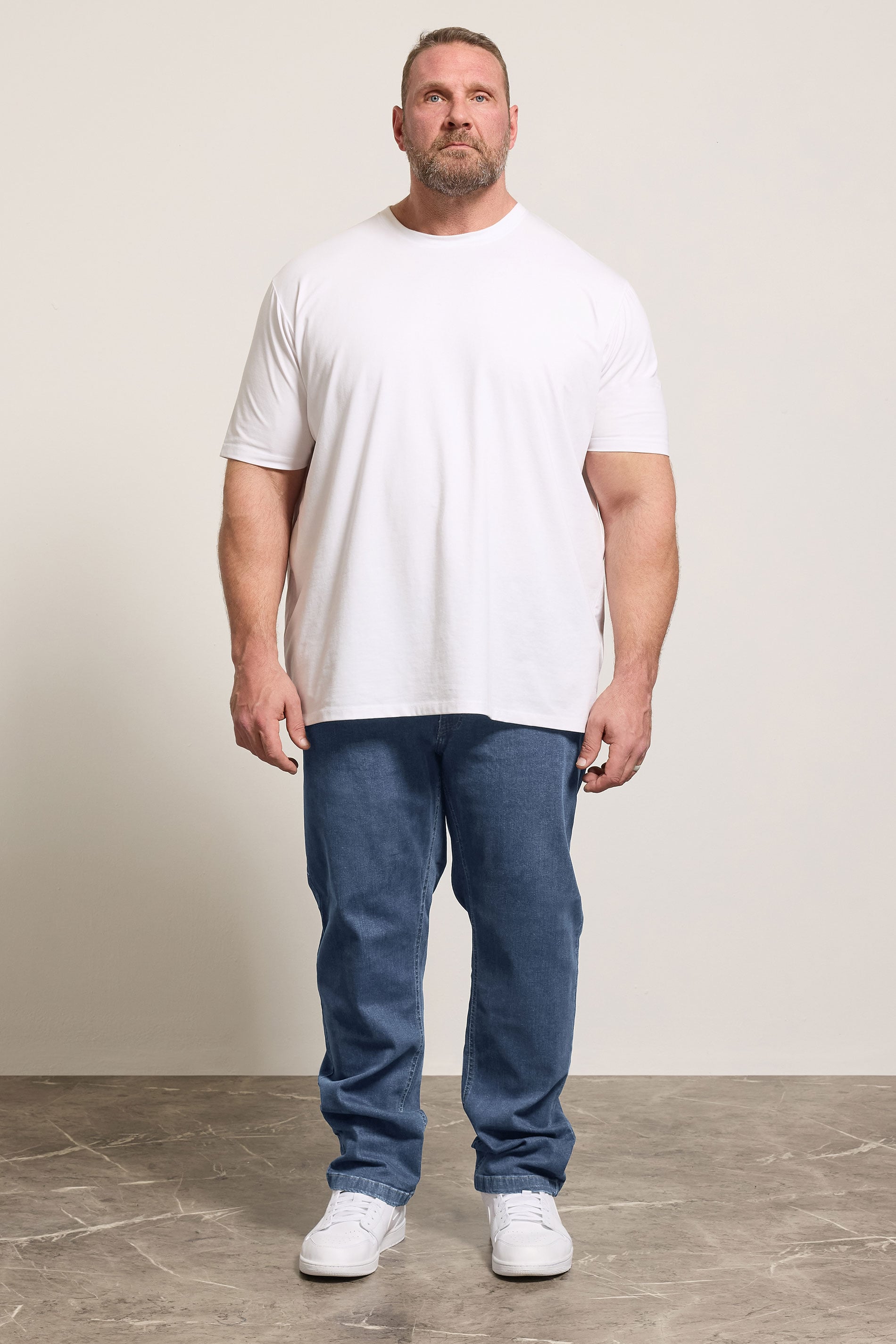 D555 Blue Elasticated Waist Relaxed Fit Jeans | BadRhino 1
