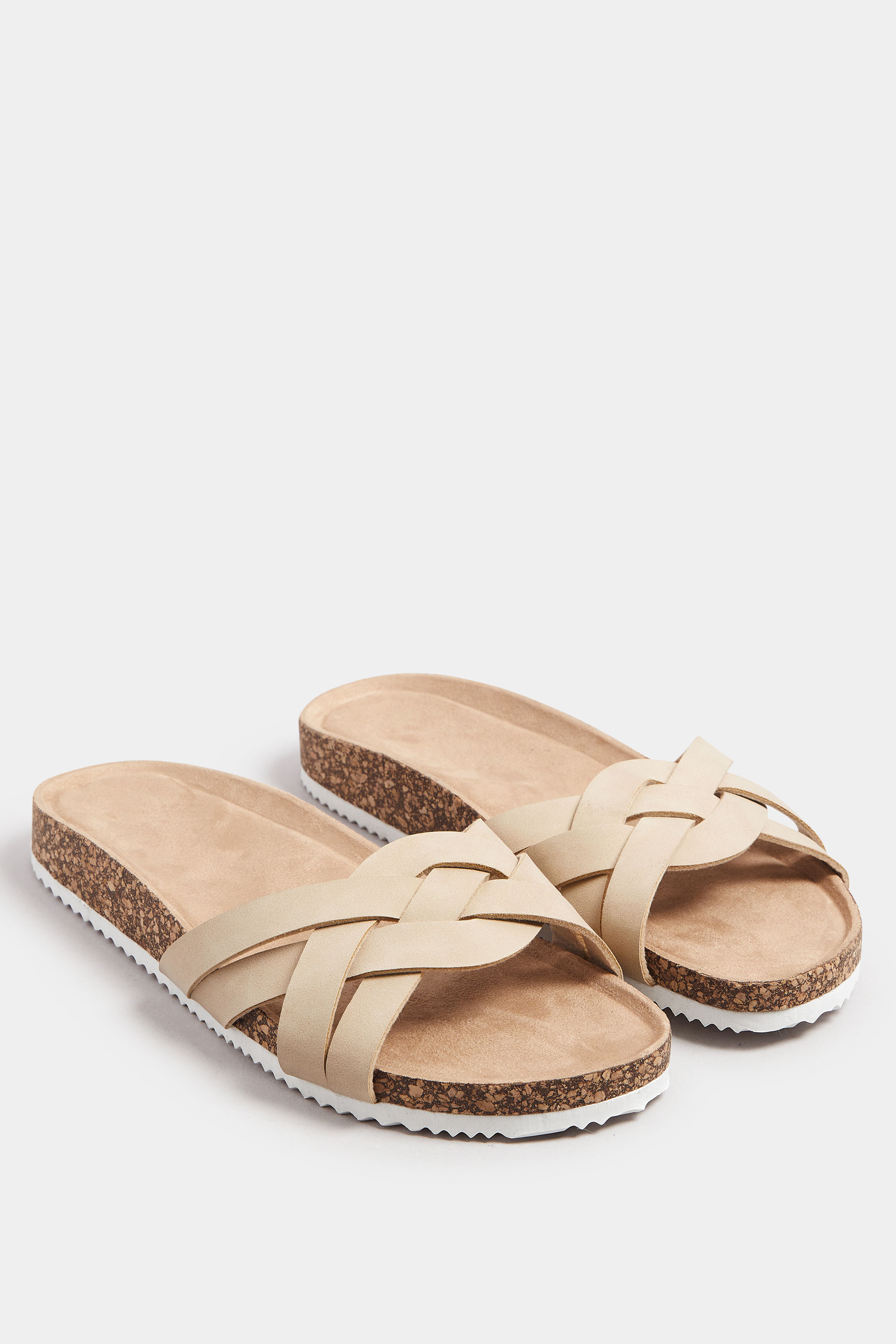 Nude Woven Sandals In Extra Wide EEE Fit | Yours Clothing 2
