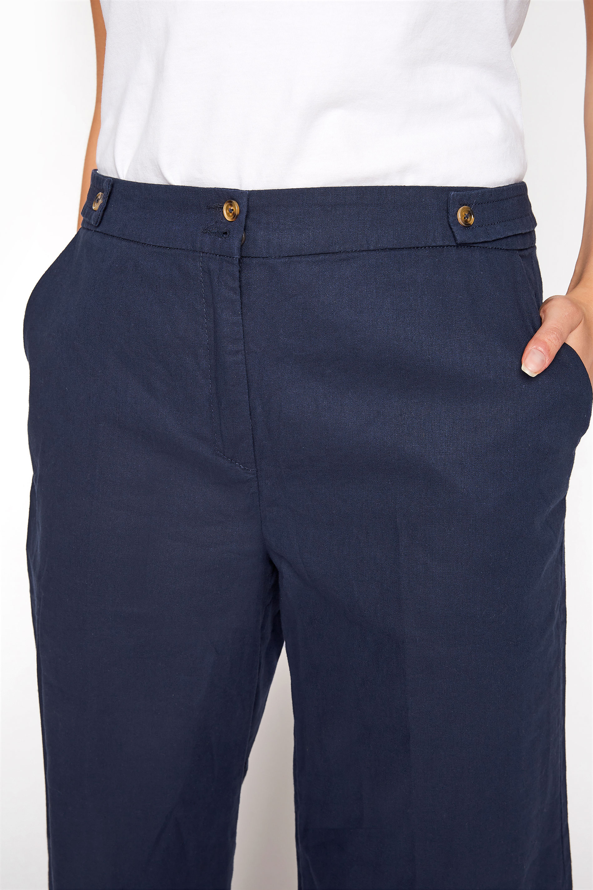 Navy Natural Blend Wide Leg Culottes | Long Tall Sally 3