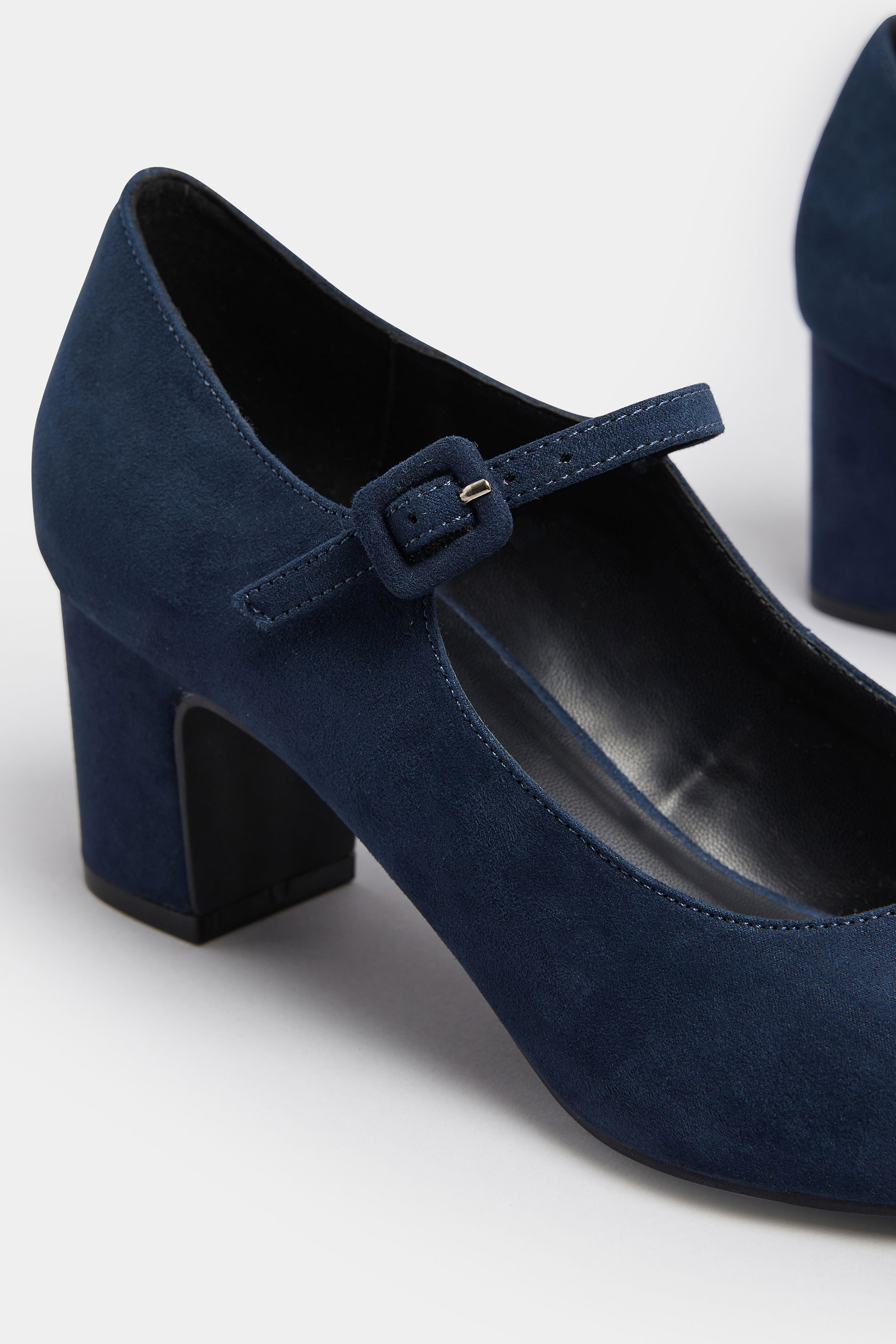 LTS Navy Blue Faux Suede Mary Jane Block Heel In Standard Fit | Long Tall Sally 5