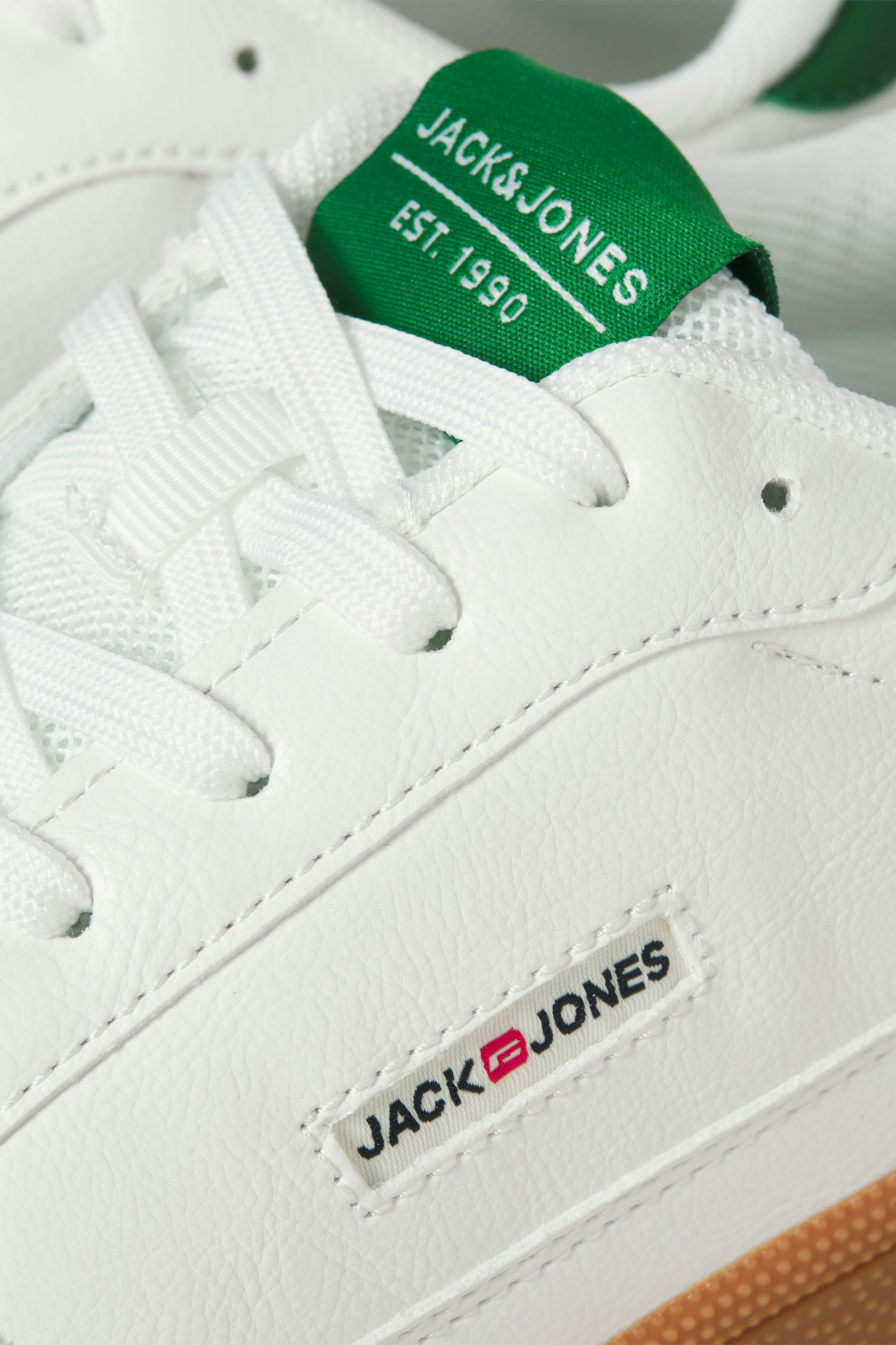 JACK & JONES White & Green Lace Up Trainers | BadRhino 5