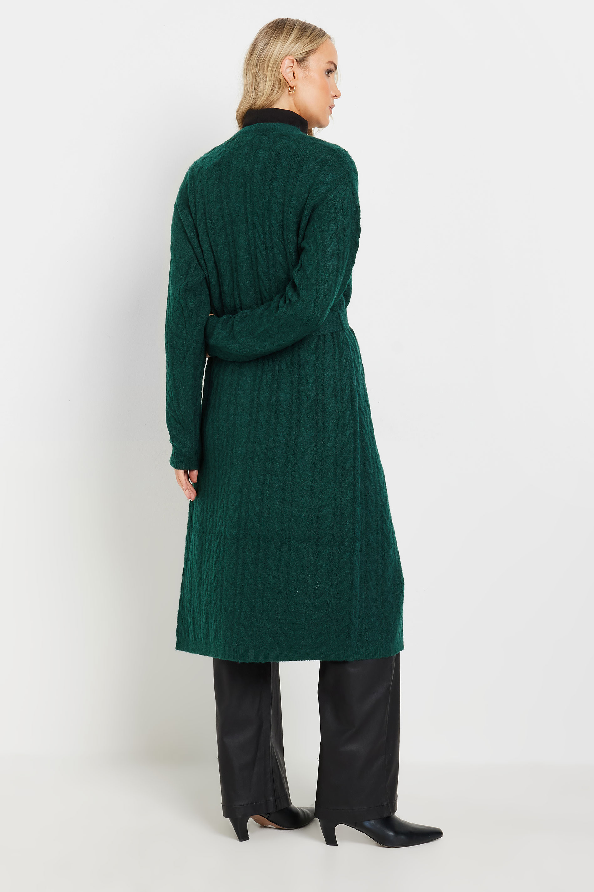 LTS Tall Emerald Green Cable Knit Midi Cardigan | Long Tall Sally 3