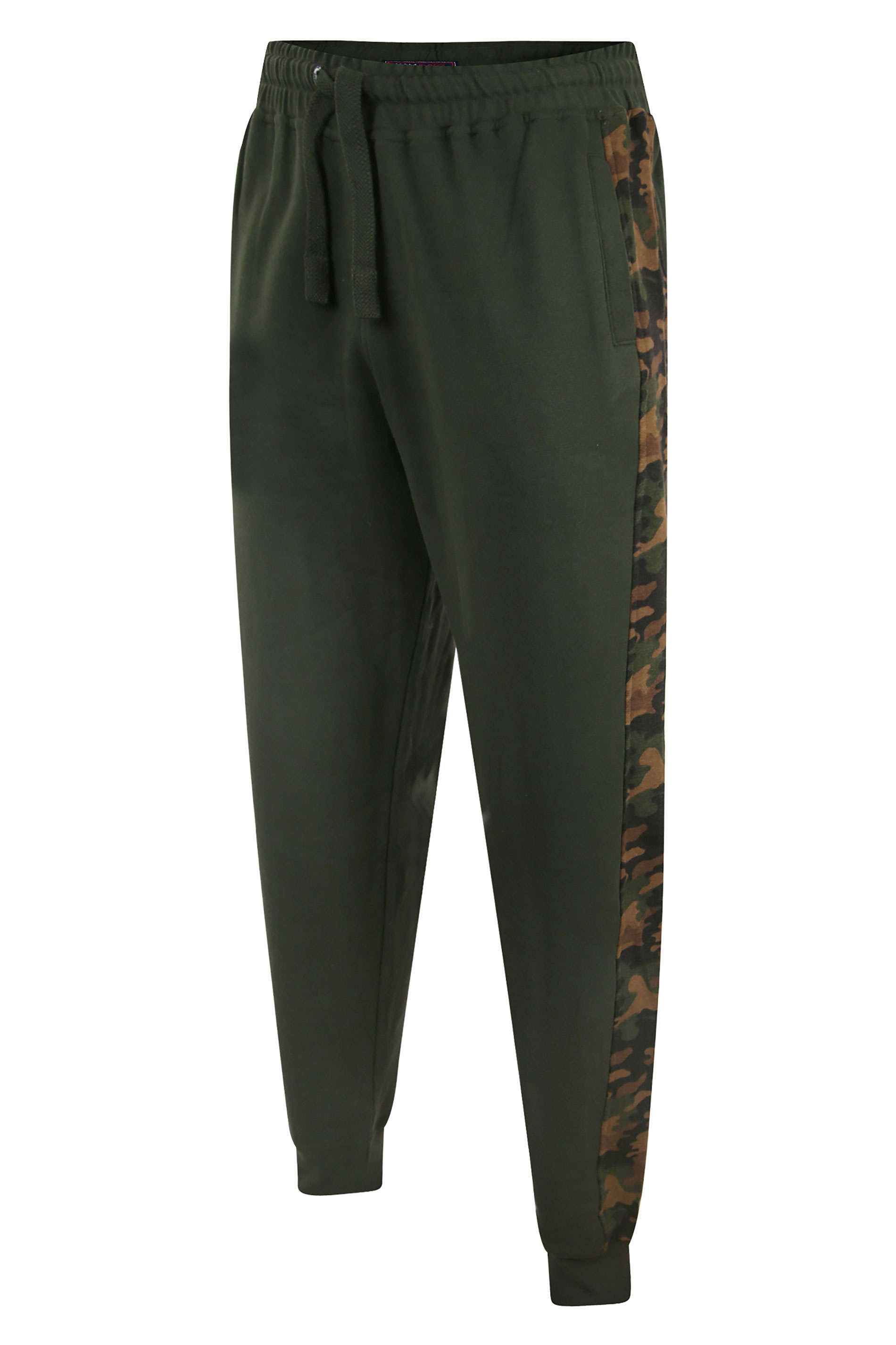 KAM Khaki Green Camo Side Panel Joggers | BadRhino 3
