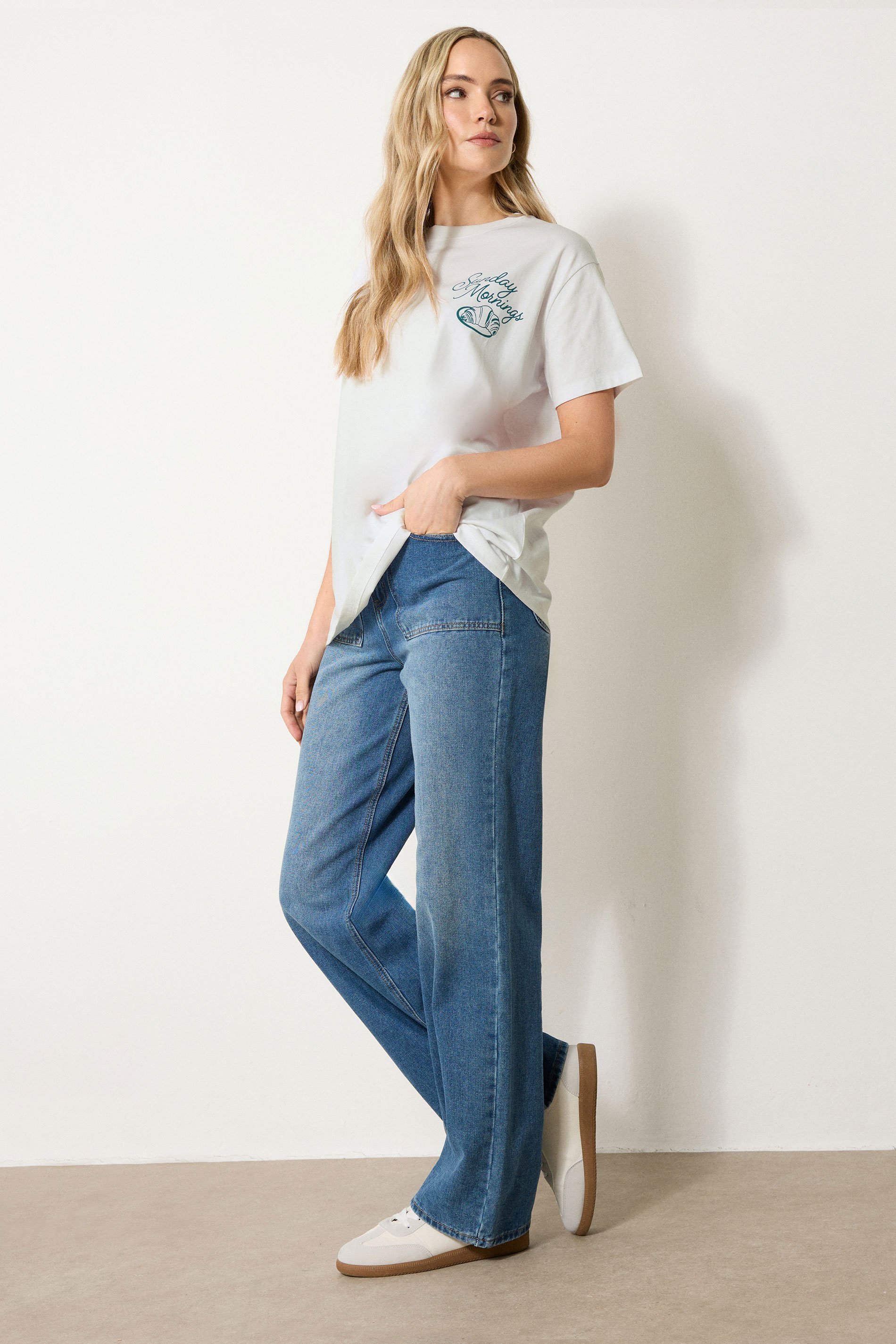 LTS Tall White Cotton 'Breakfast Club' Slogan T-Shirt | Long Tall Sally 2