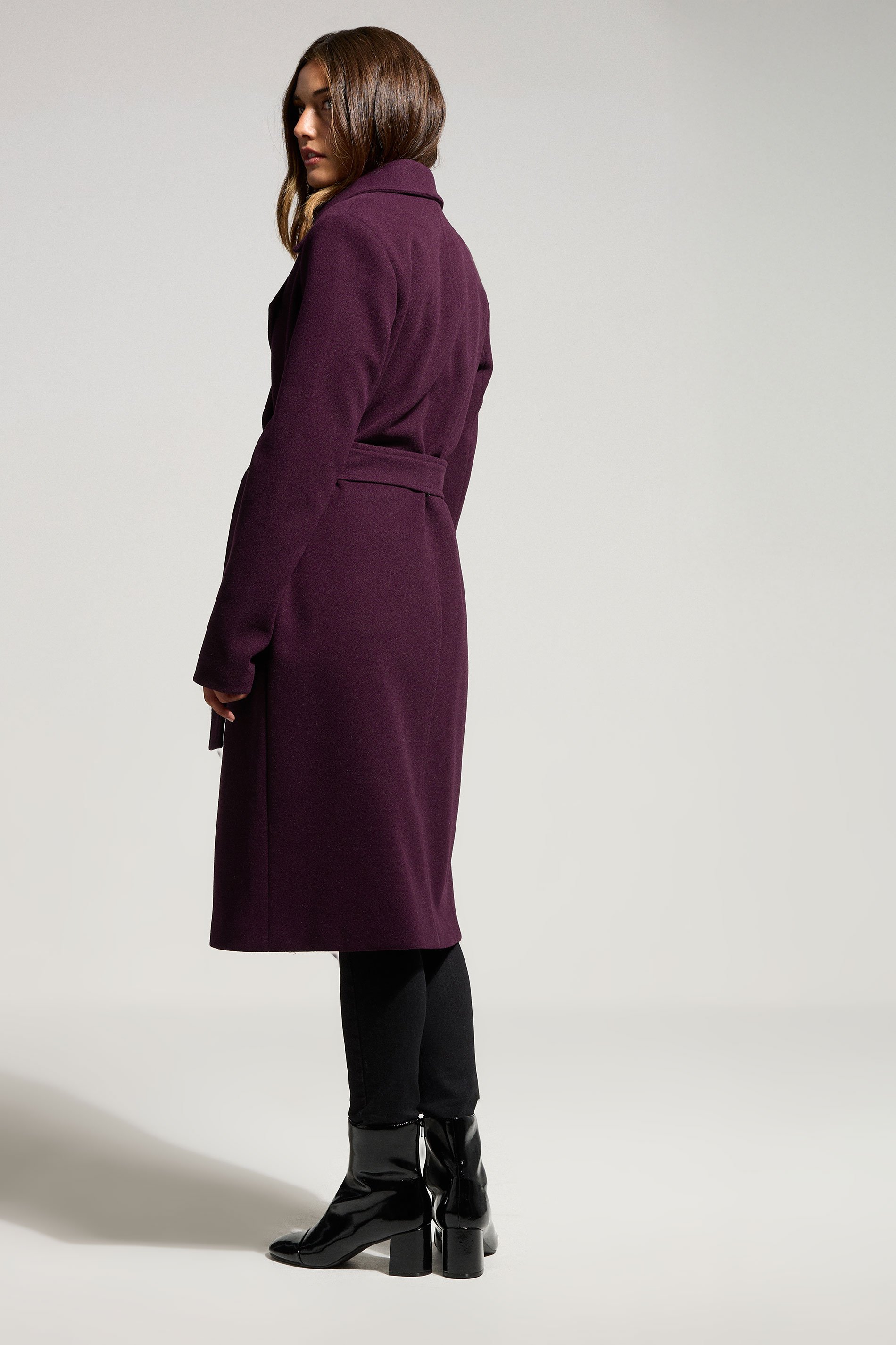 LTS Tall Burgundy Red Formal Wrap Belted Midi Coat | Long Tall Sally 3