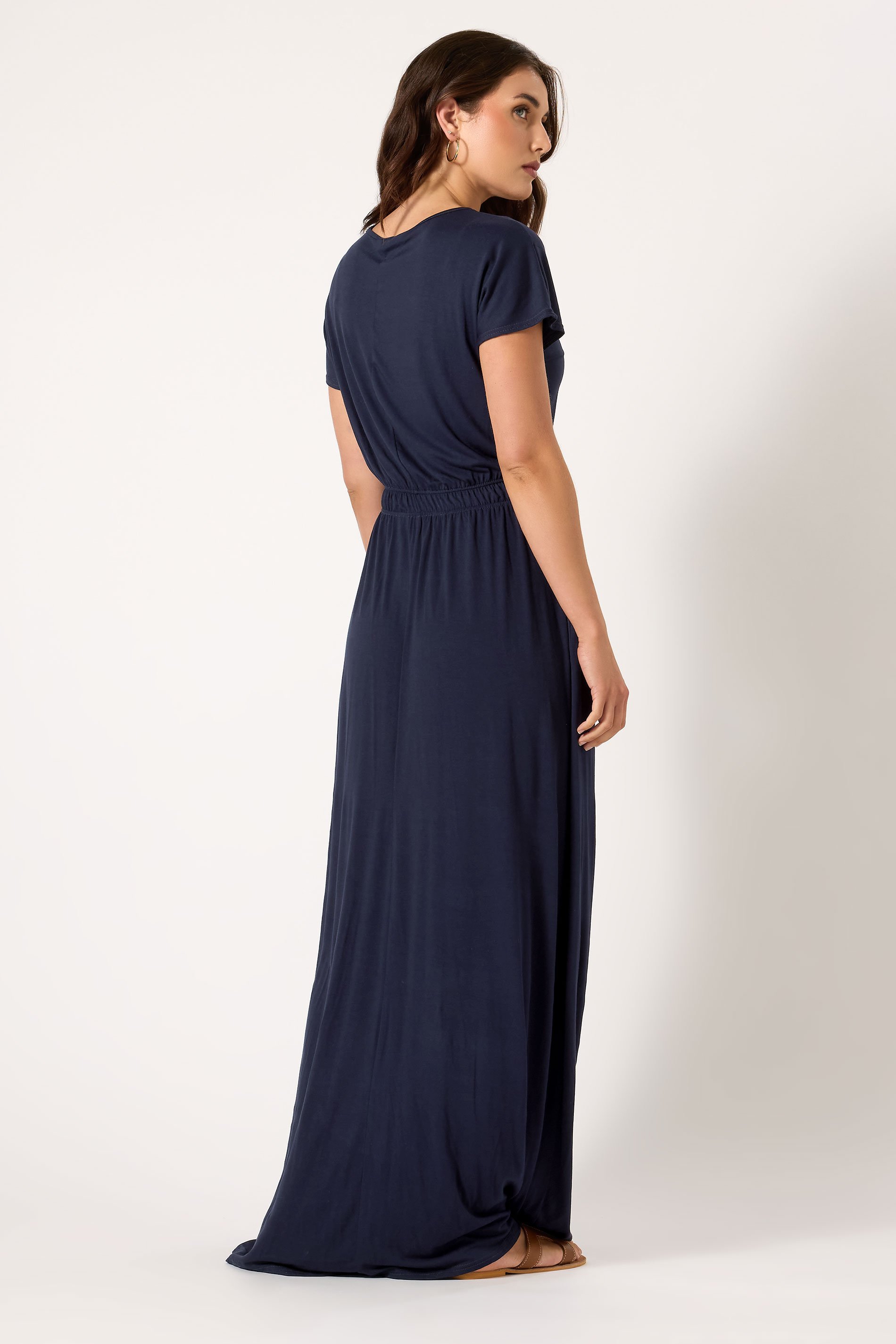LTS Tall Navy Blue Shirred Waist Maxi Dress | Long Tall Sally 3