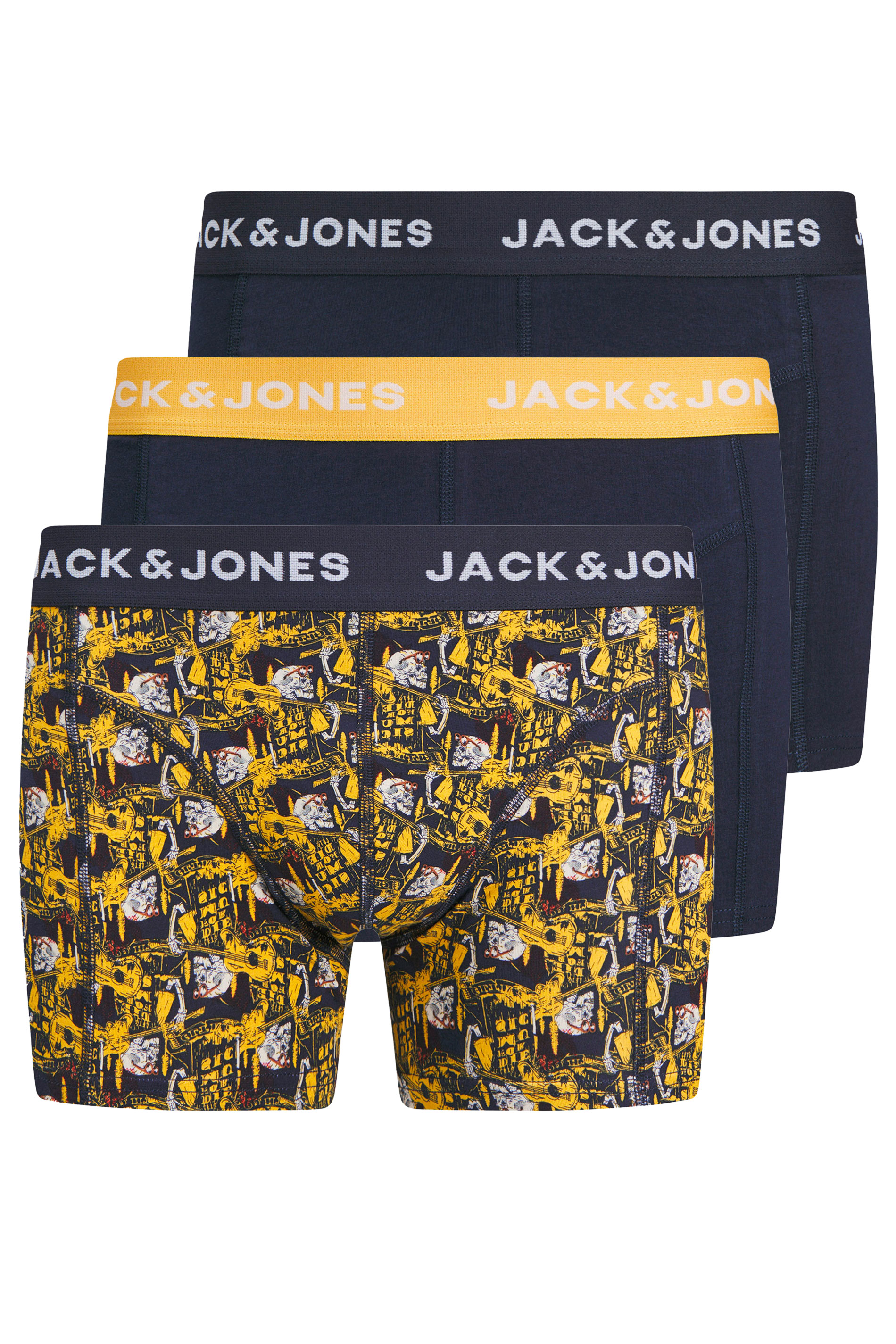 JACK & JONES Big & Tall 3 PACK Navy & Skull Print Boxers | BadRhino 4