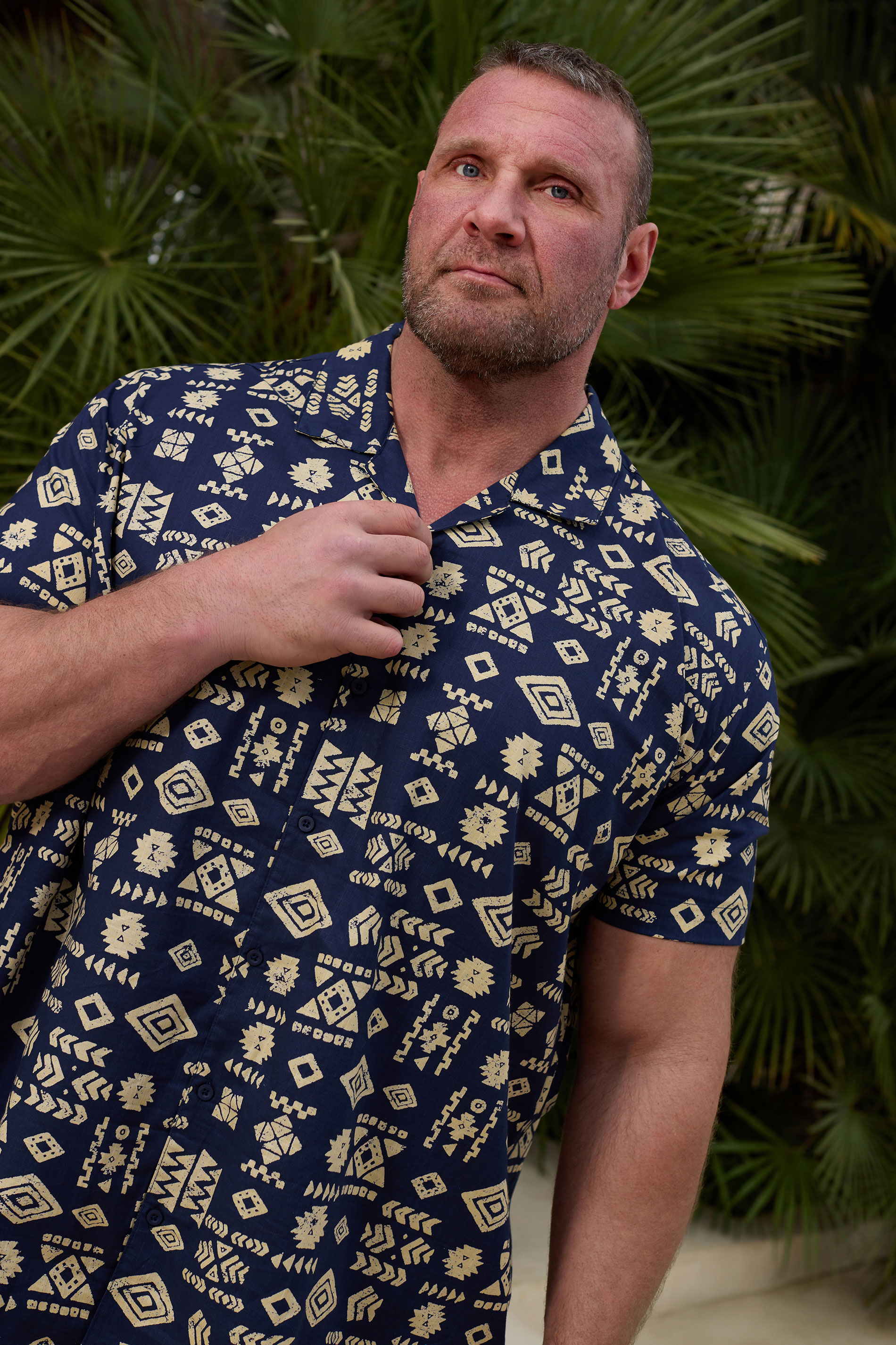 BadRhino Big & Tall Navy Blue Tribal Revere Shirt | BadRhino 1