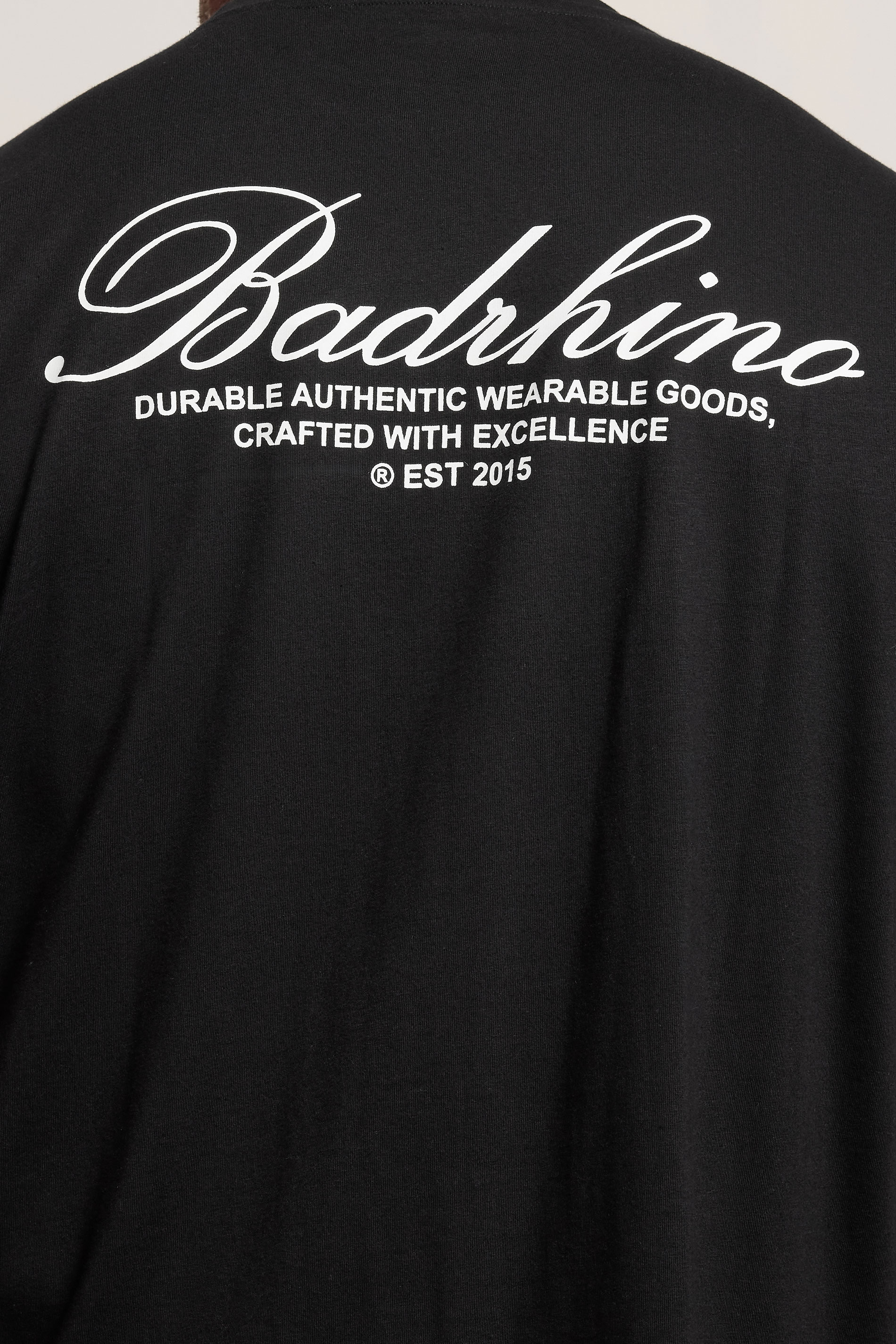 BadRhino Big & Tall Black Logo Back Print T-Shirt | BadRhino 5