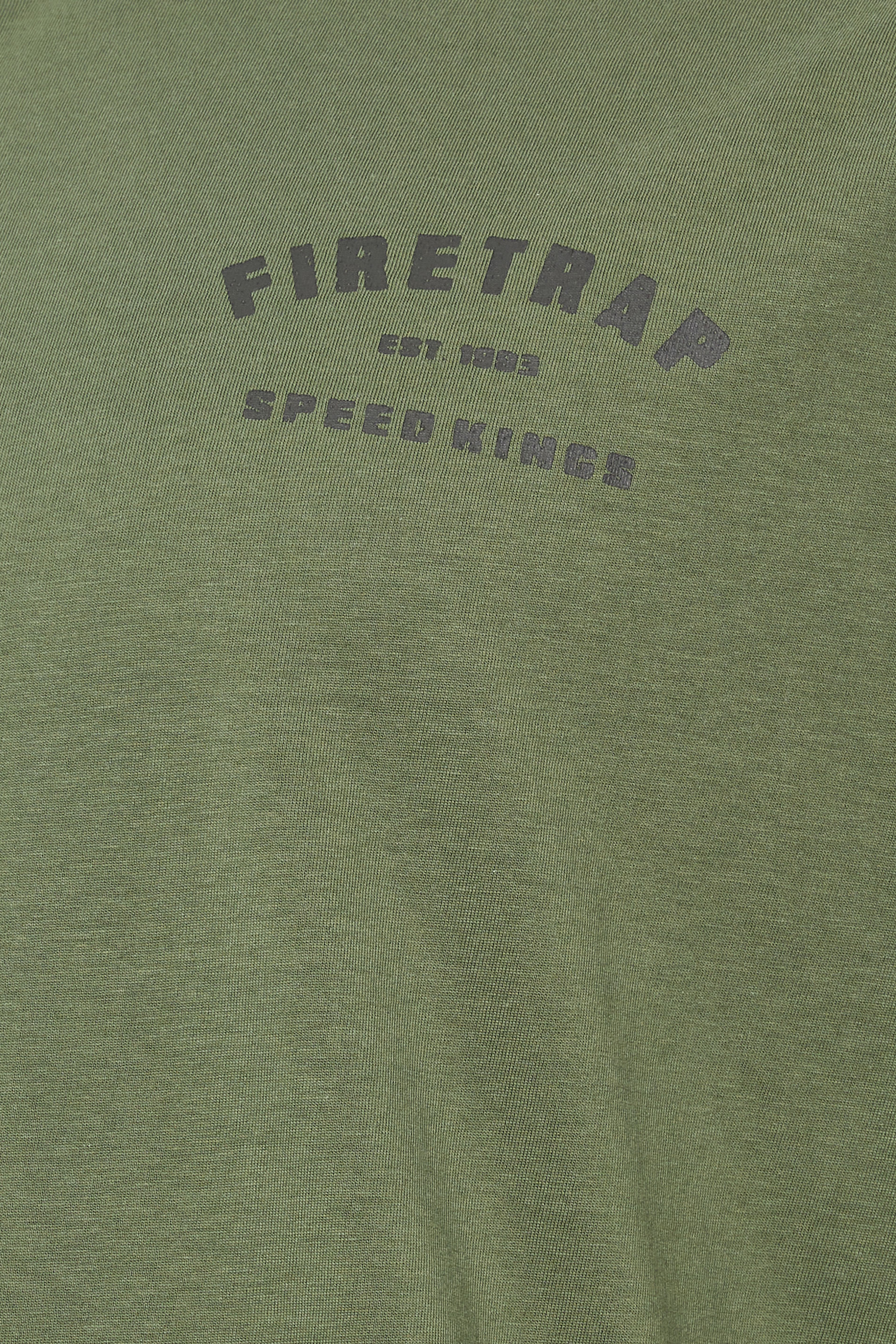 FIRETRAP Big & Tall Khaki Green 'Born To Ride' Print T-Shirt | BadRhino 3