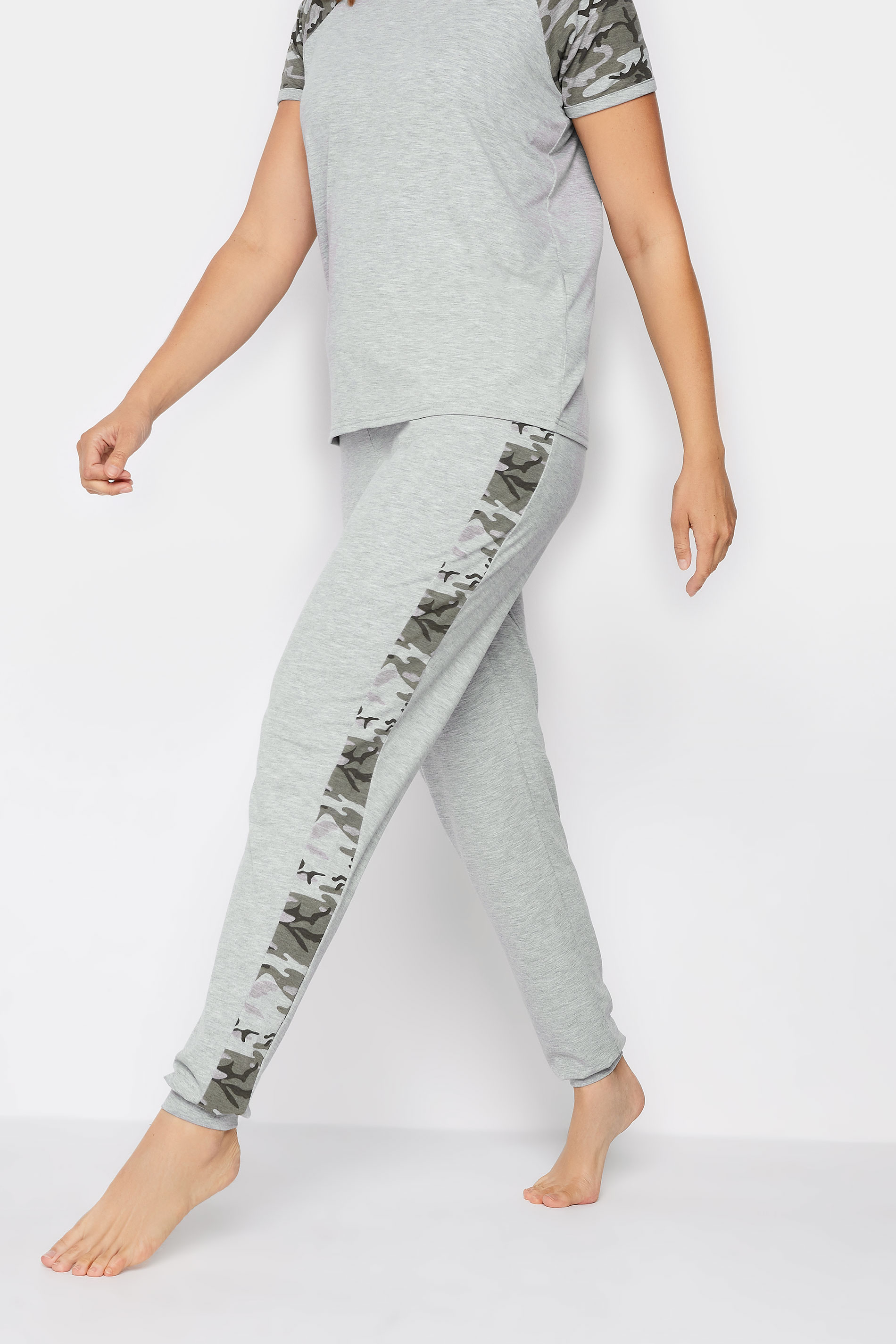 LTS Tall Women's Grey Camouflage Print Side Stripe Joggers | Long Tall Sally 2