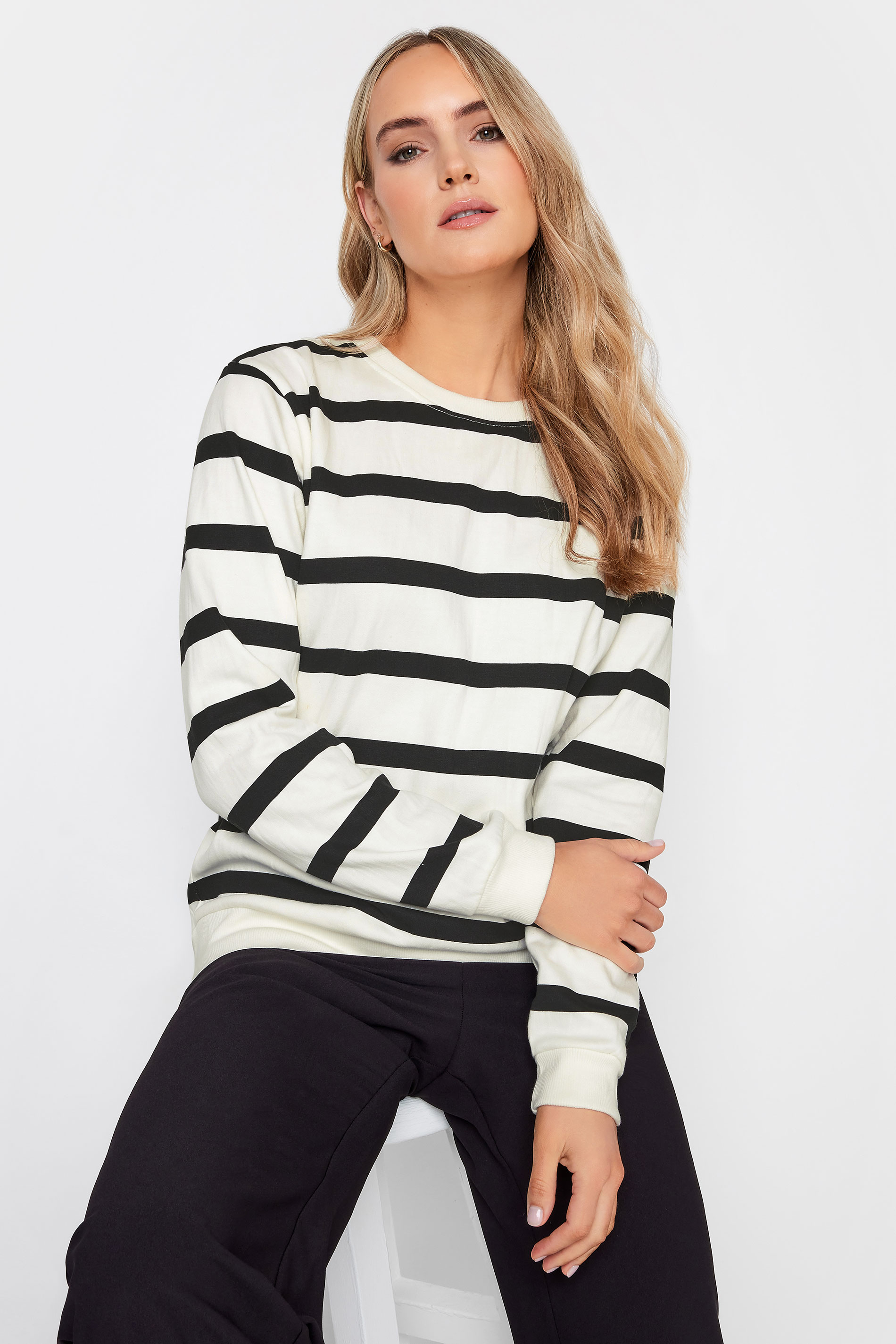 LTS Tall Ivory White Stripe Sweatshirt | Long Tall Sally 1