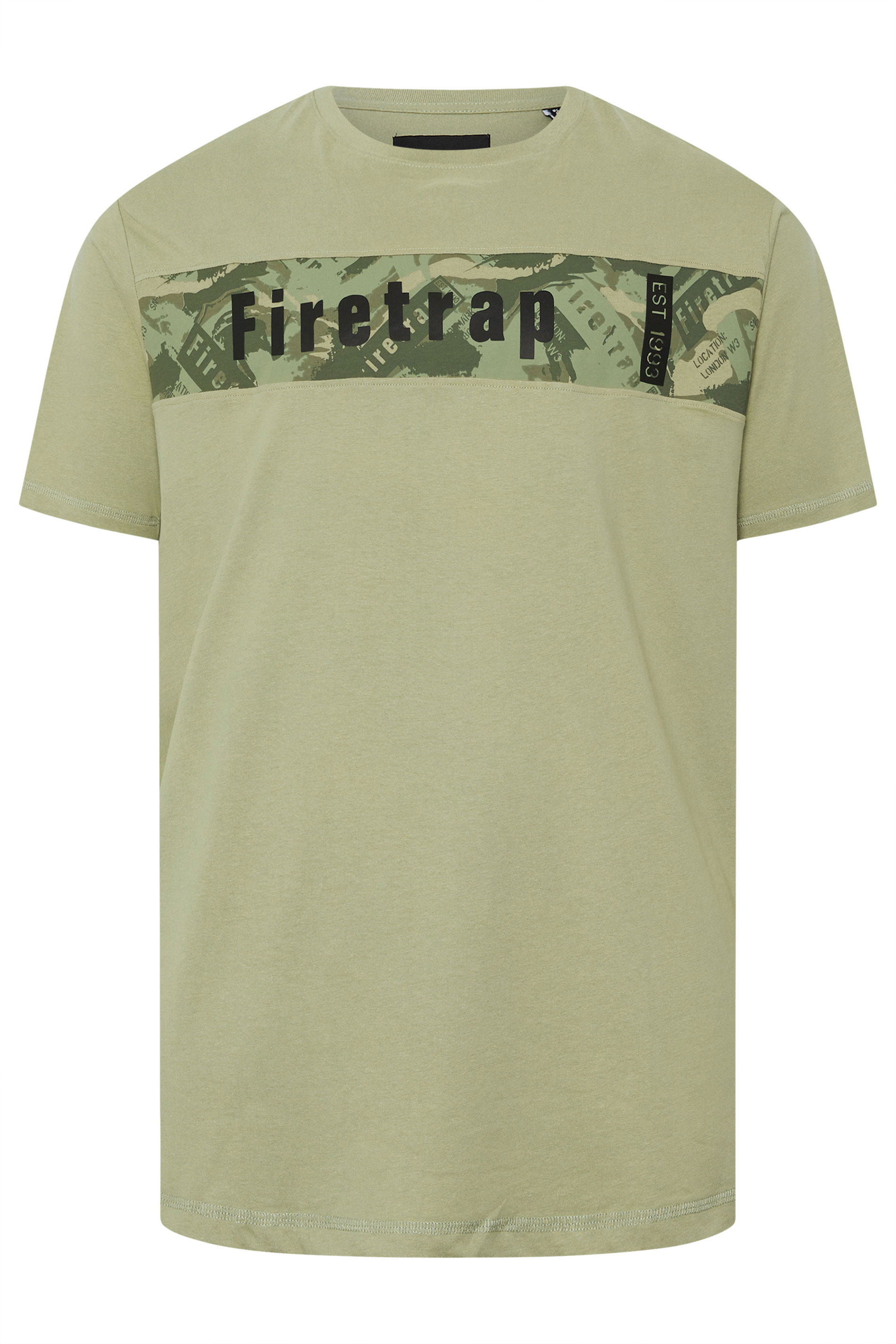 FIRETRAP Big & Tall Green Logo Print T-Shirt | BadRhino 1