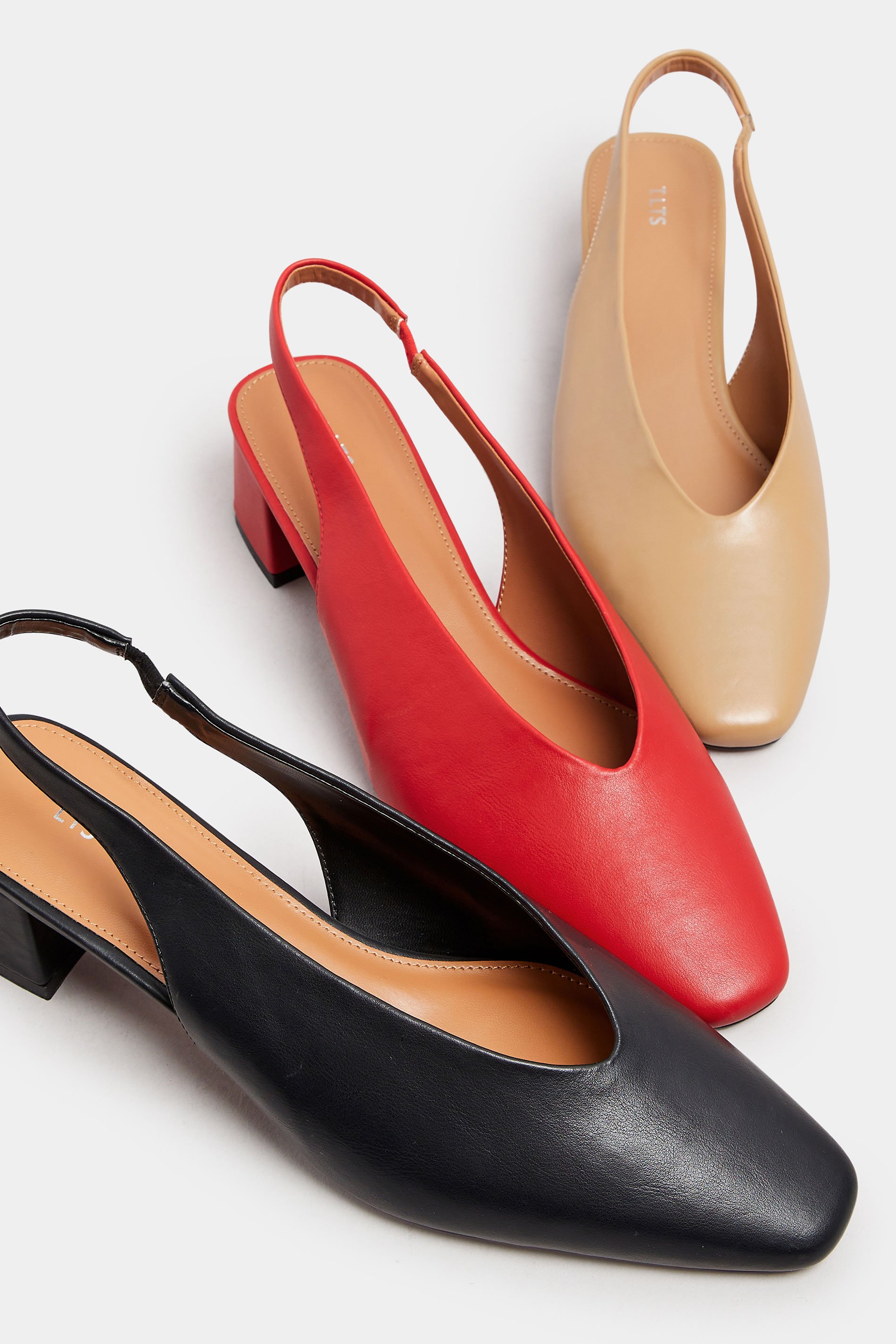 LTS Black Square Slingback Block Heel In Standard Fit | Long Tall Sally 6