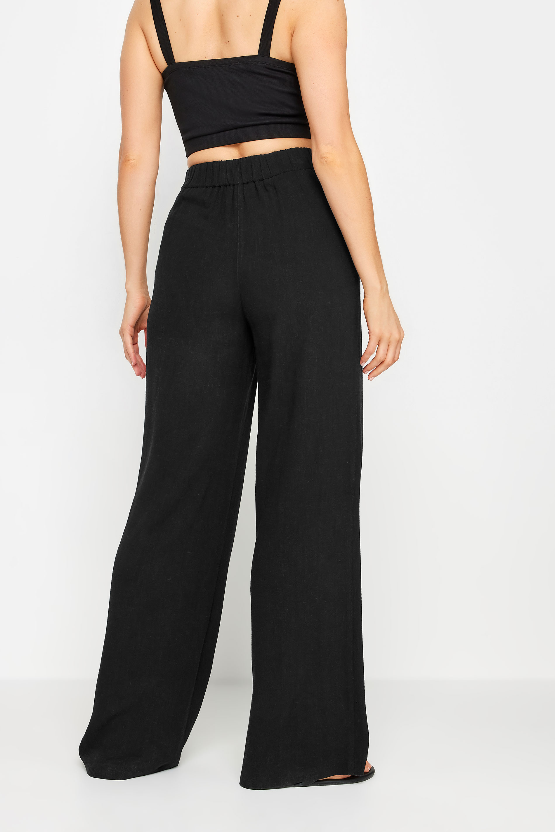 LTS Tall Womens Black Linen Wide Leg Trousers | Long Tall Sally 4