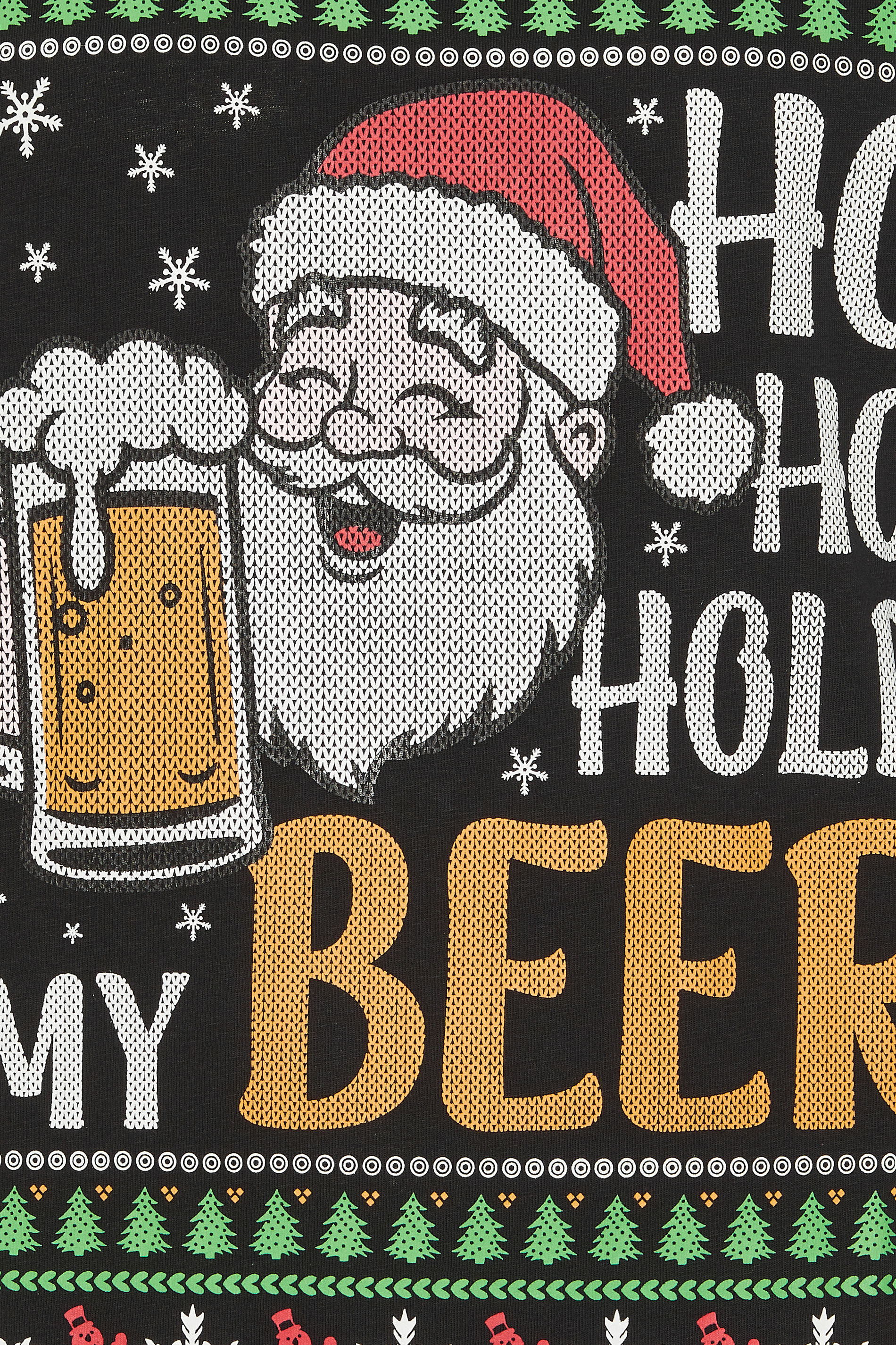 KAM Big & Tall Black Christmas 'Hoho Beer' Slogan T-Shirt | BadRhino 5