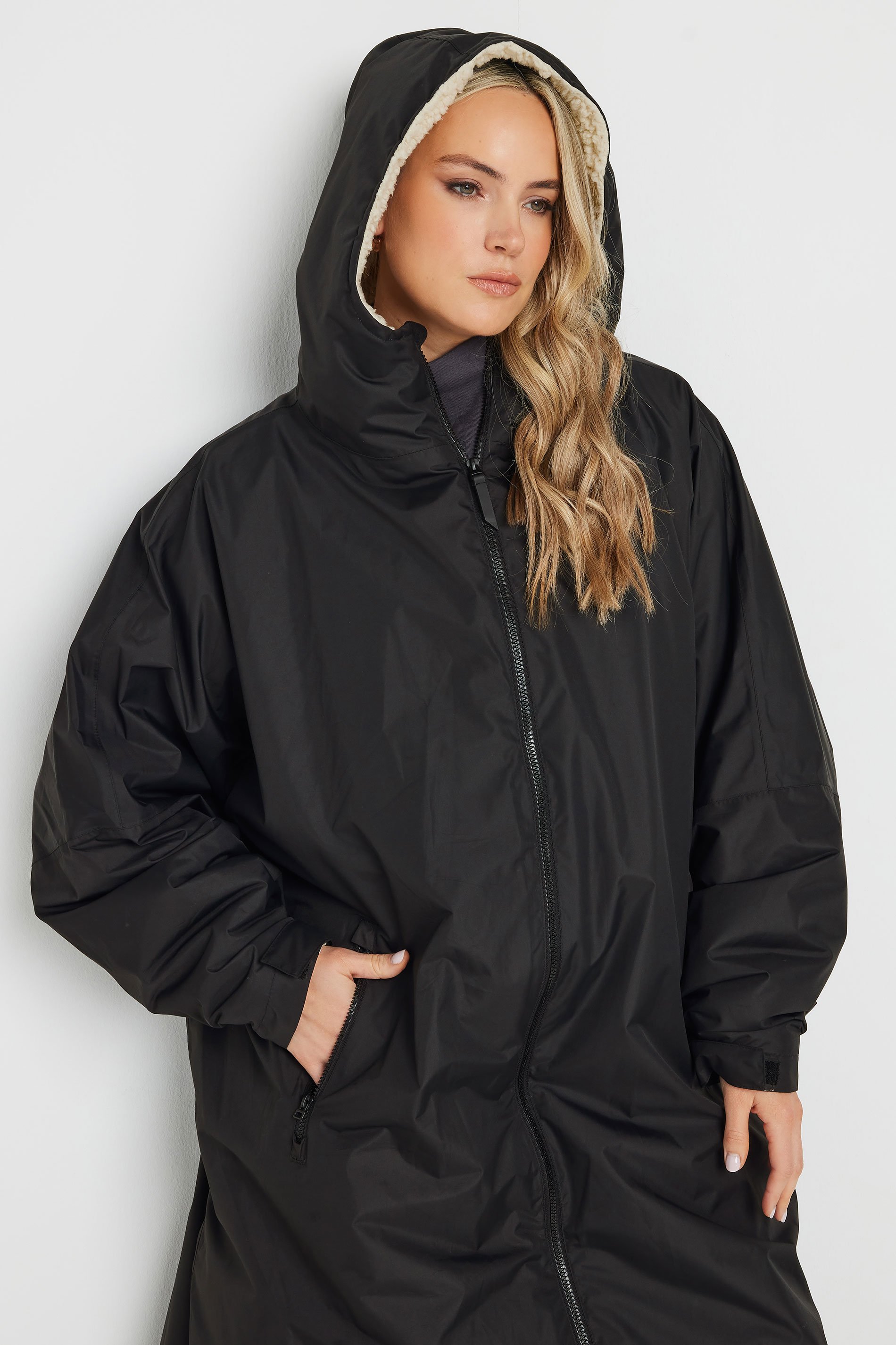 LTS Tall Black Waterproof Fleece Lined Robe | Long Tall Sally 5