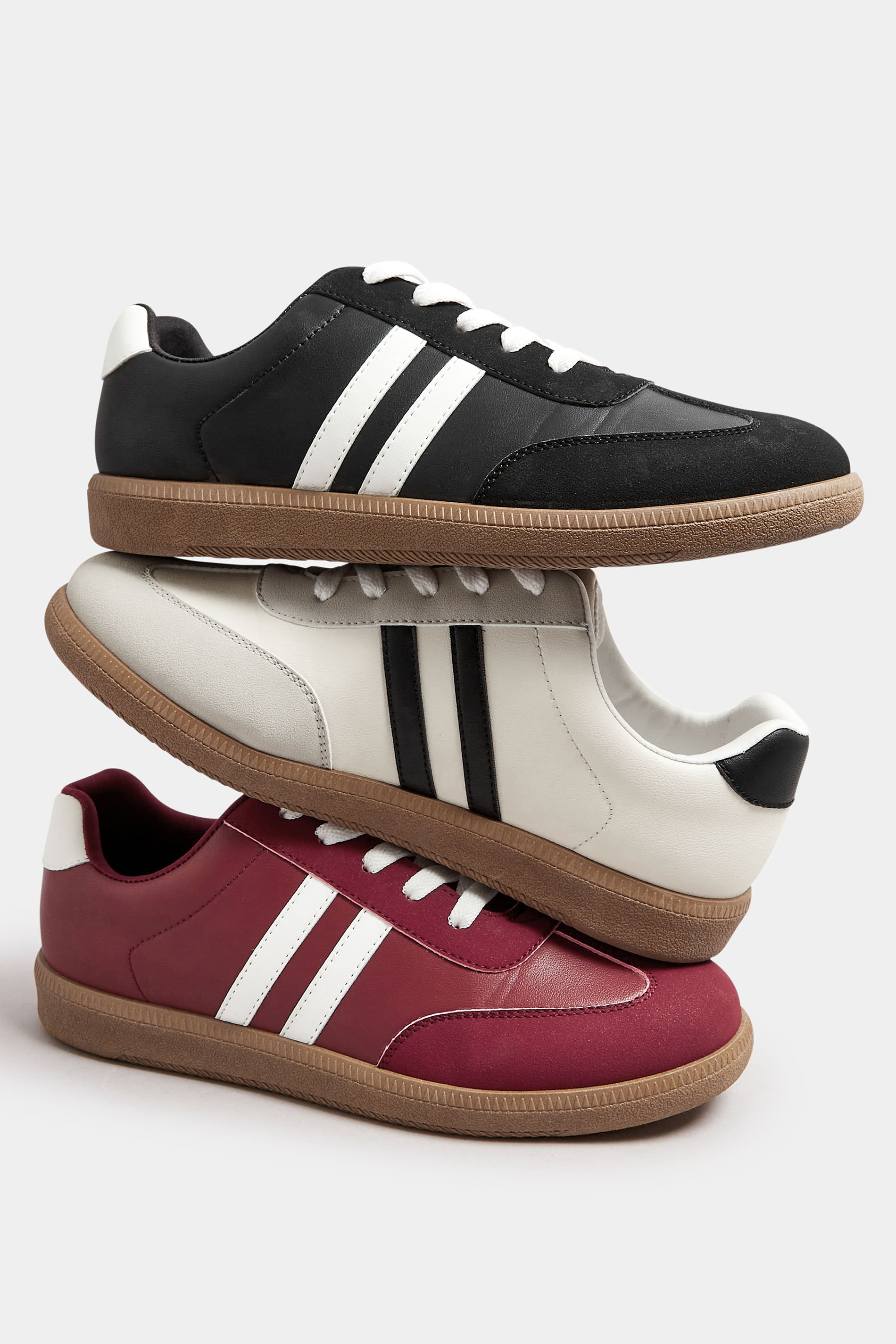 Black Retro Stripe Trainers In Extra Wide EEE Fit | Yours Clothing 6